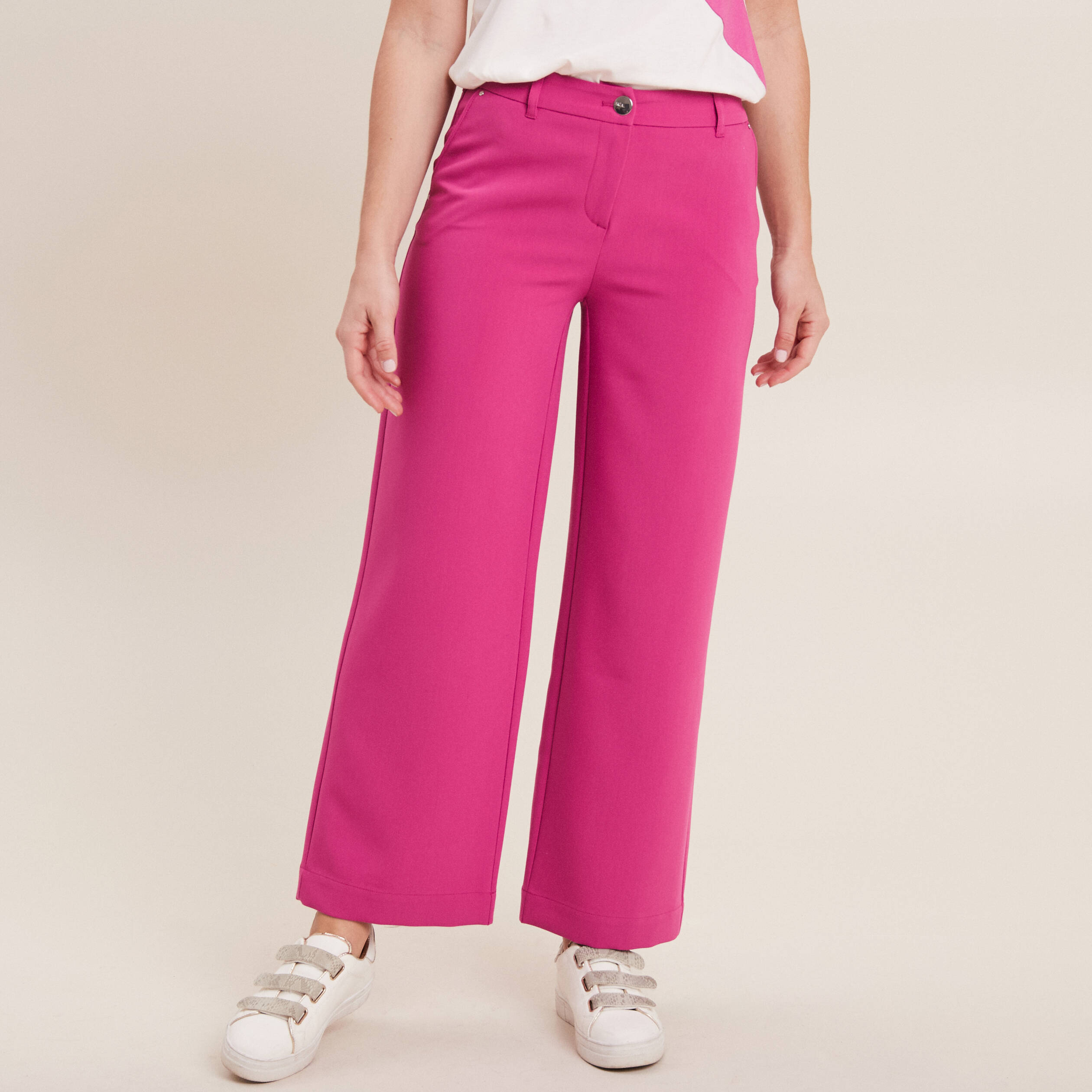 pantalon chino large rose fushia femme Pantalon chino large rose fushia femme