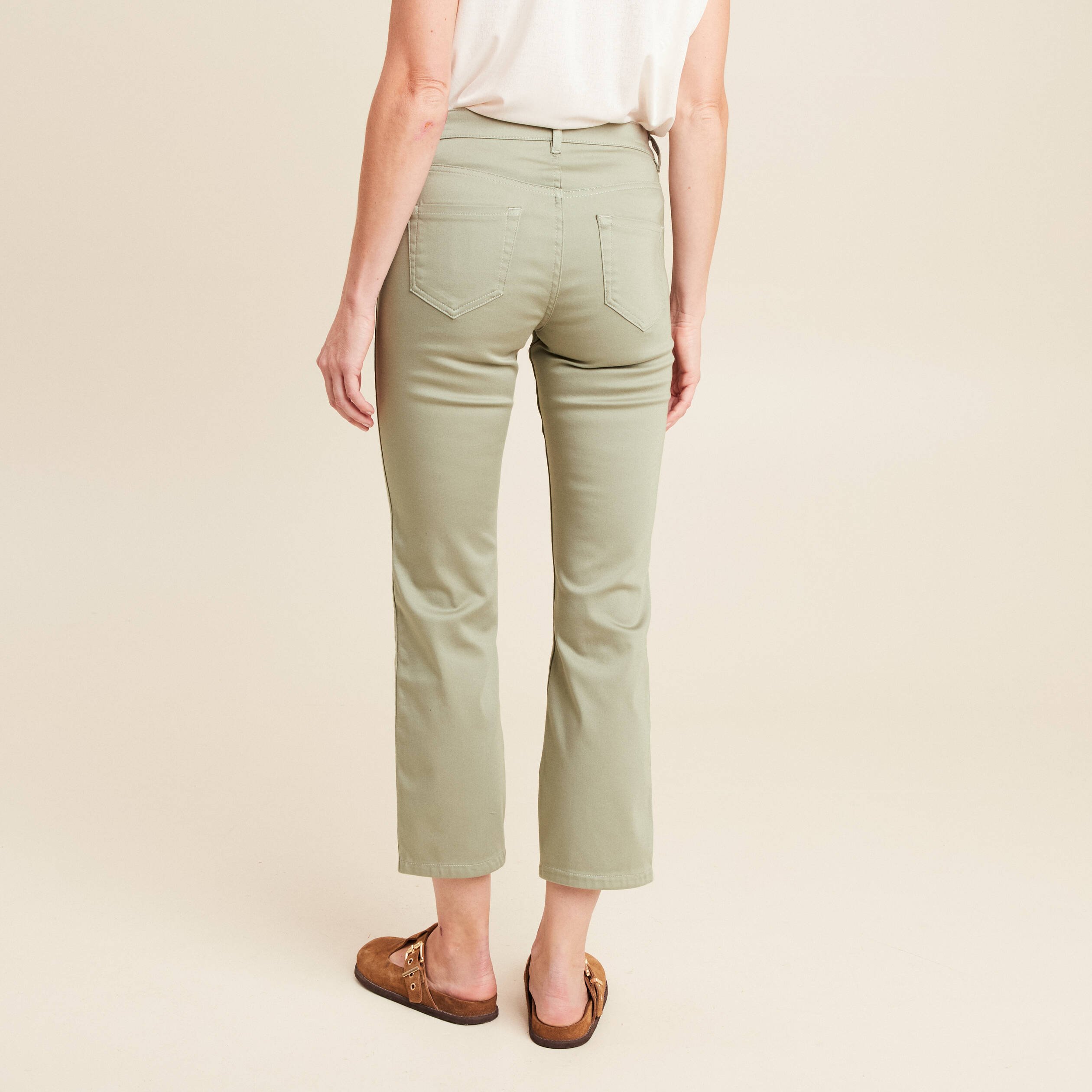 pantalon reversible droit 78eme vert olive femme Pantalon réversible droit 7/8ème vert olive femme