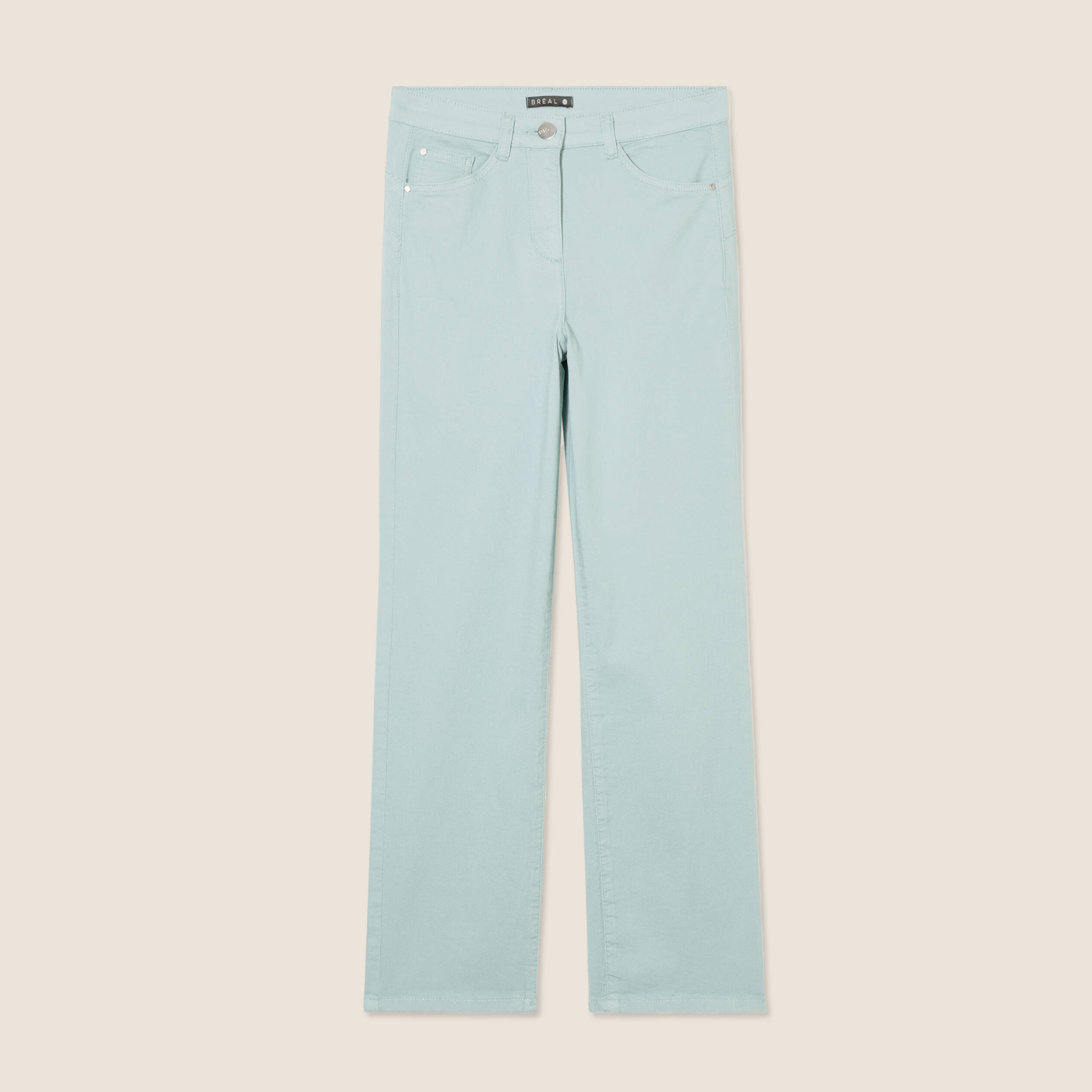 pantalon droit taille haute 78eme bleu canard femme Pantalon droit taille haute 7/8ème bleu canard femme
