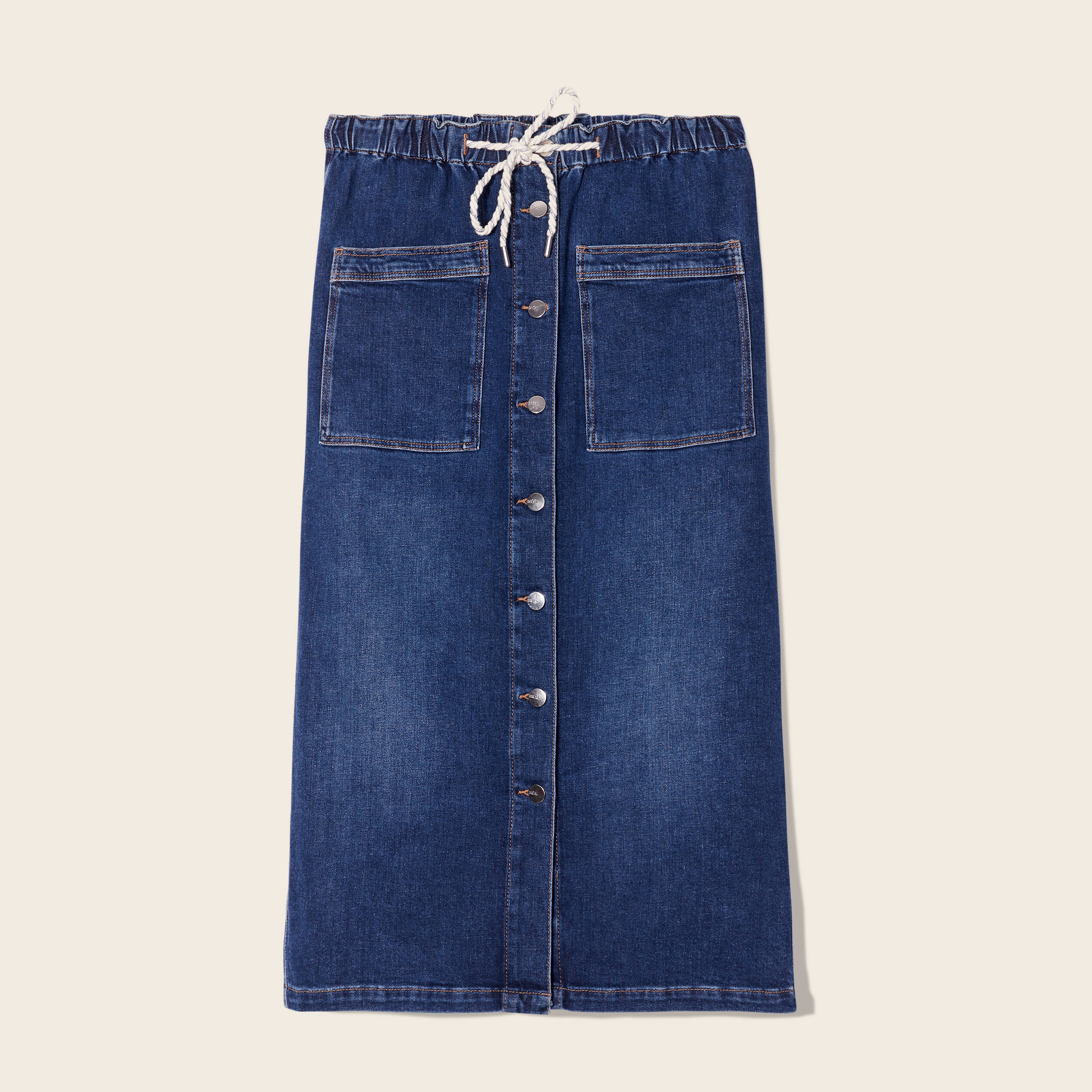jupe longue droite en jean denim stone femme Jupe longue droite en jean denim stone femme