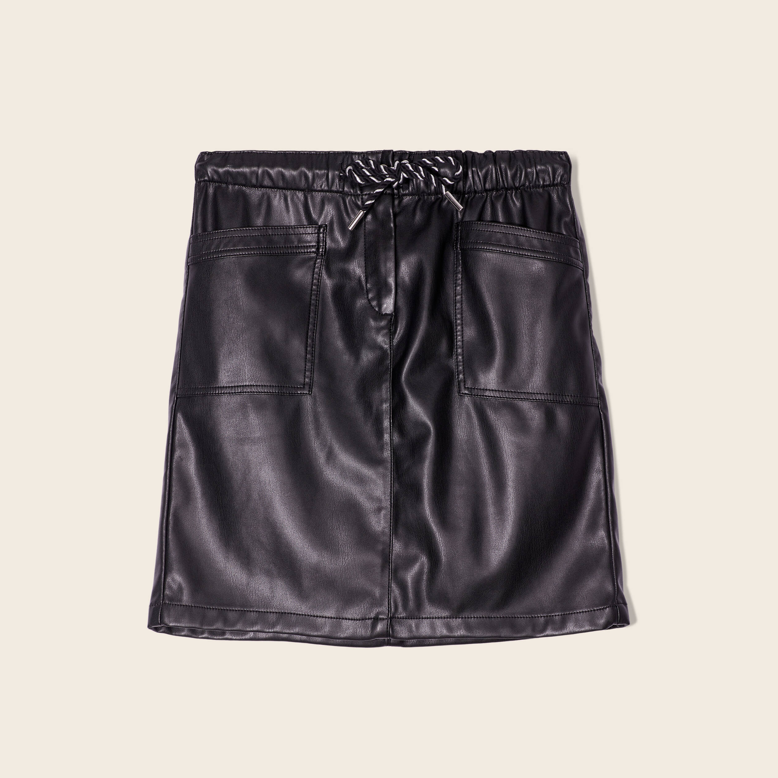 Jupe trapèze simili cuir noir femme