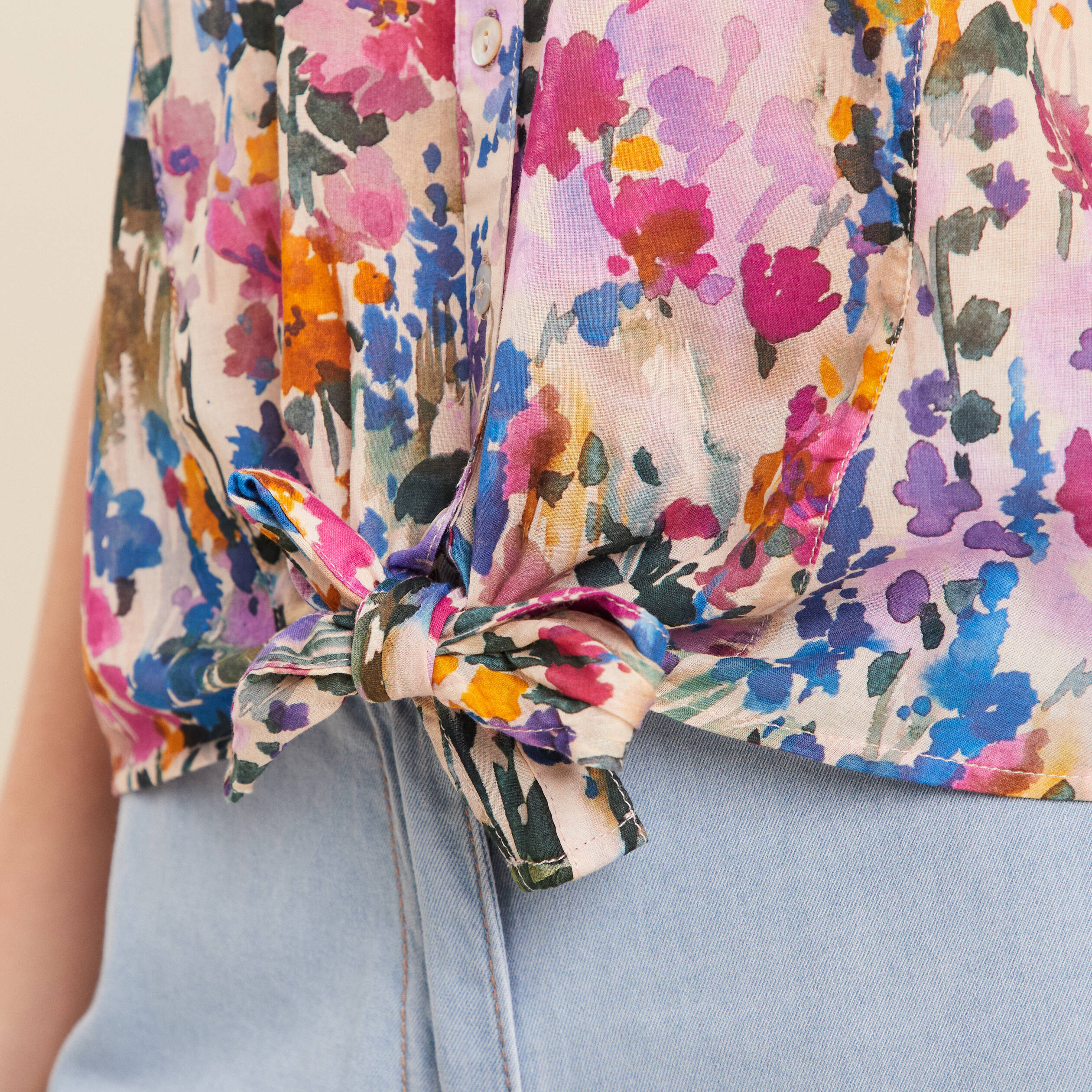 Chemisier BONITA à Manches Courtes – Taille 46 – Multicolore, Voile Léger – Occasion Très Bon état