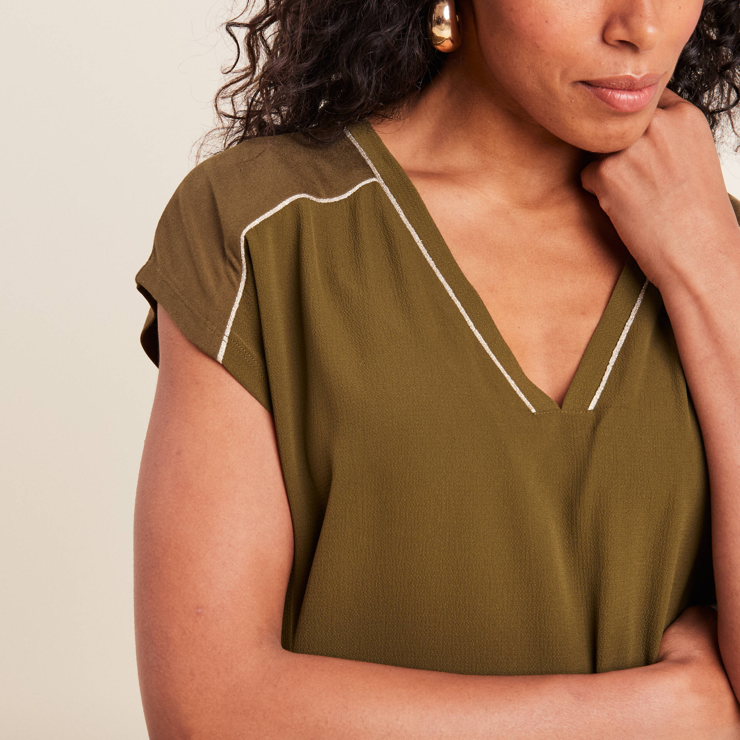 t shirt manches courtes vert olive femme T-shirt manches courtes vert olive femme
