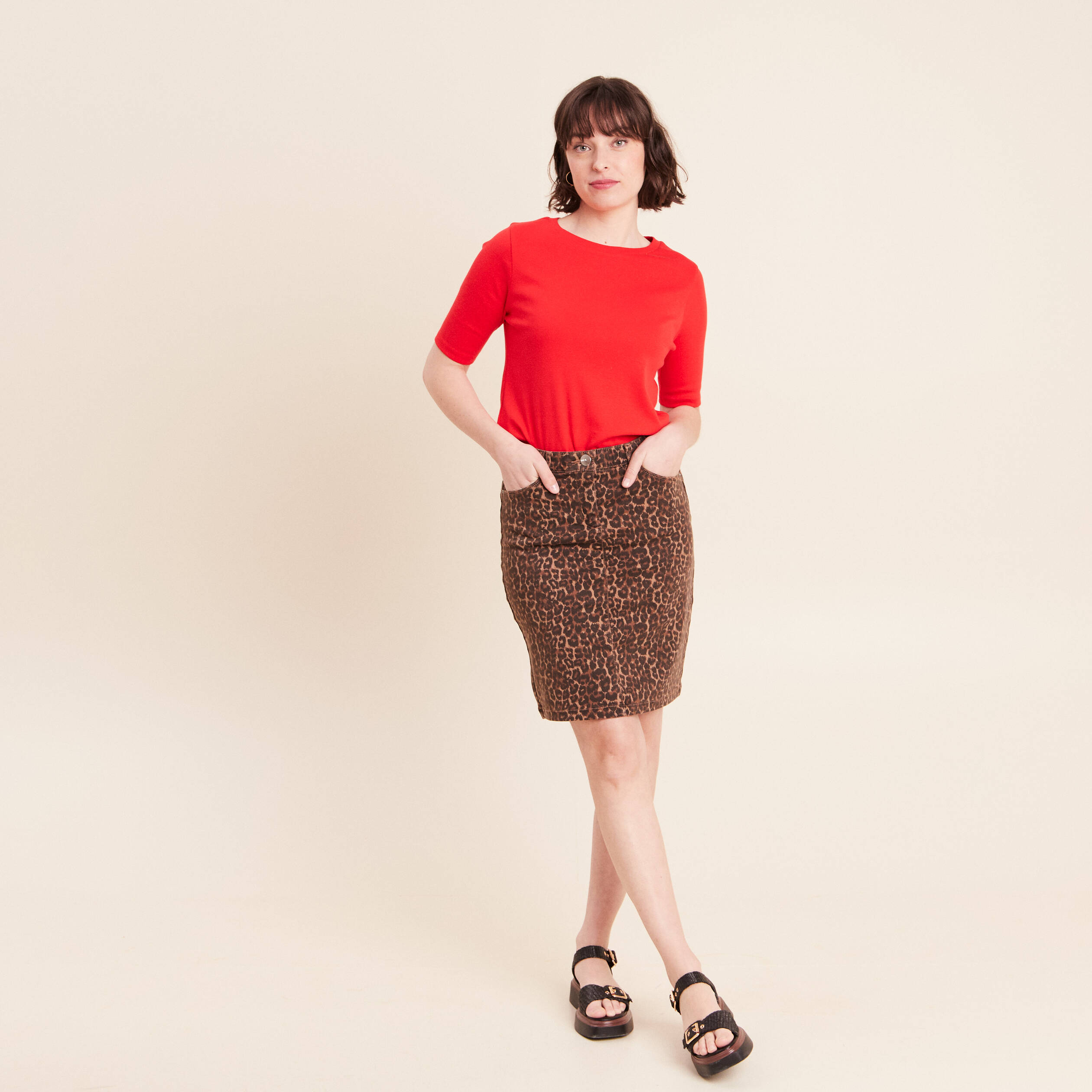 Jupe magique l'unique marron cognac femme