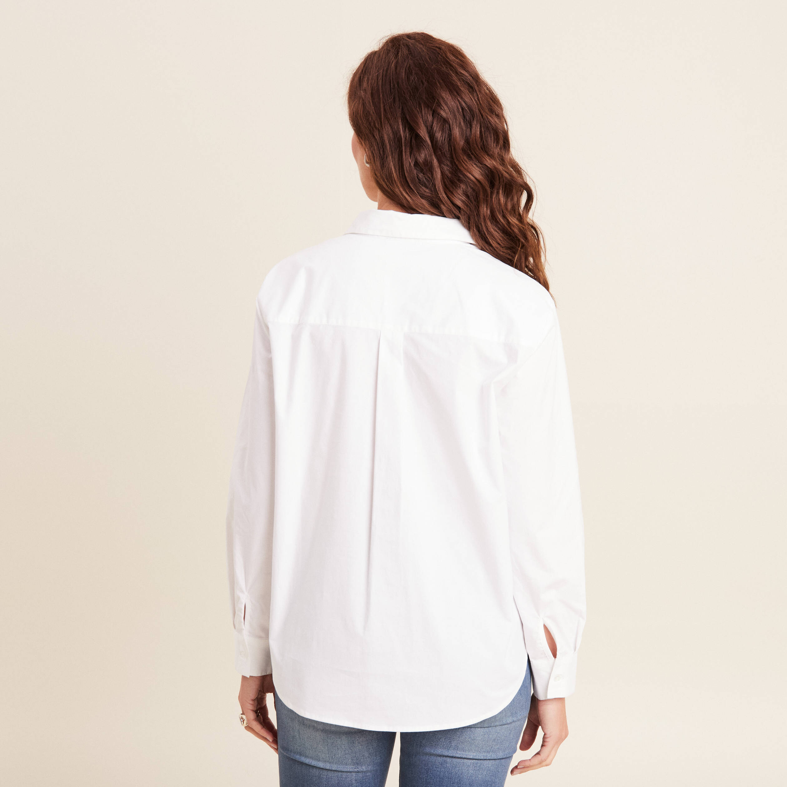 Chemise manches longues strass ecru femme