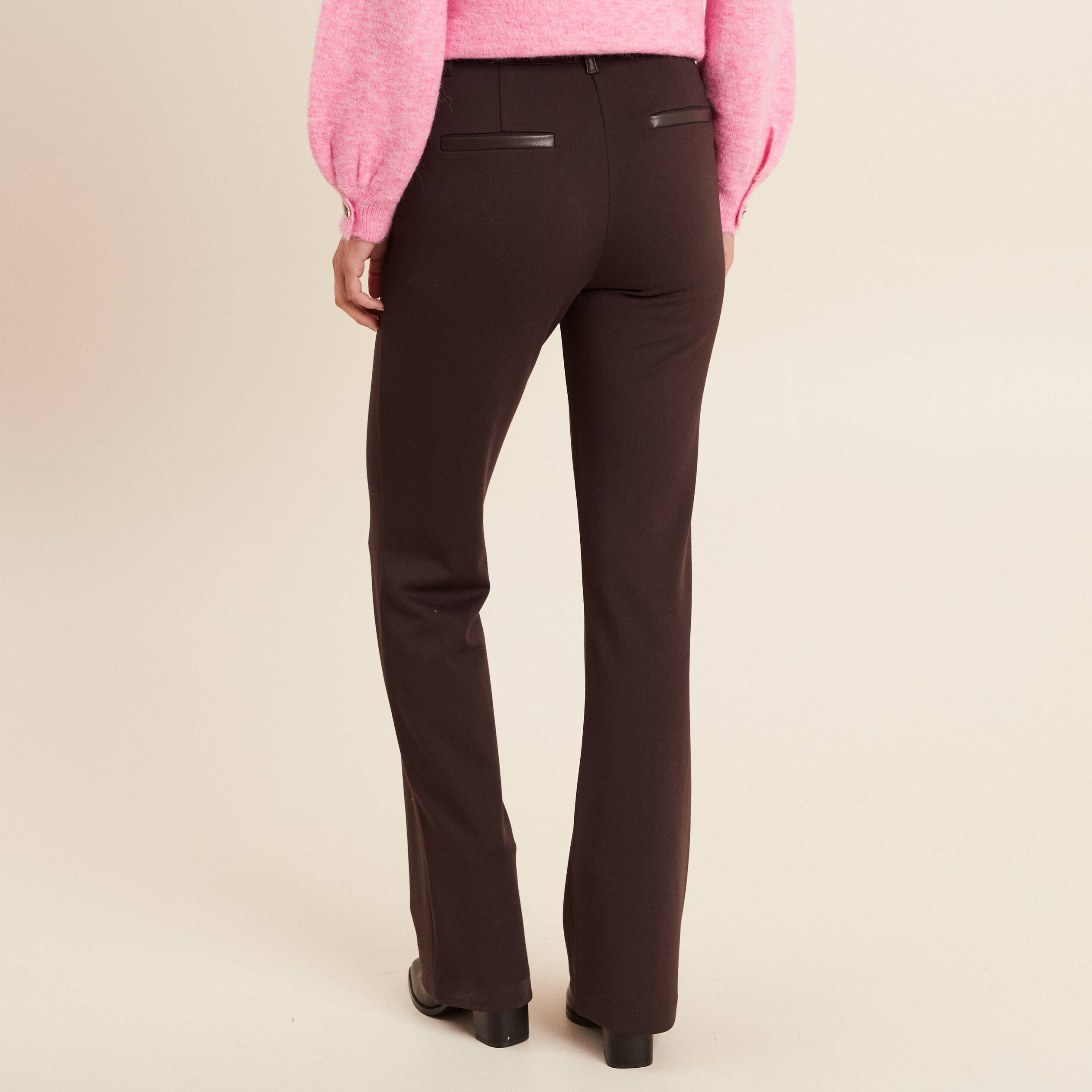 Pantalon bootcut taille haute marron foncé femme Vibs