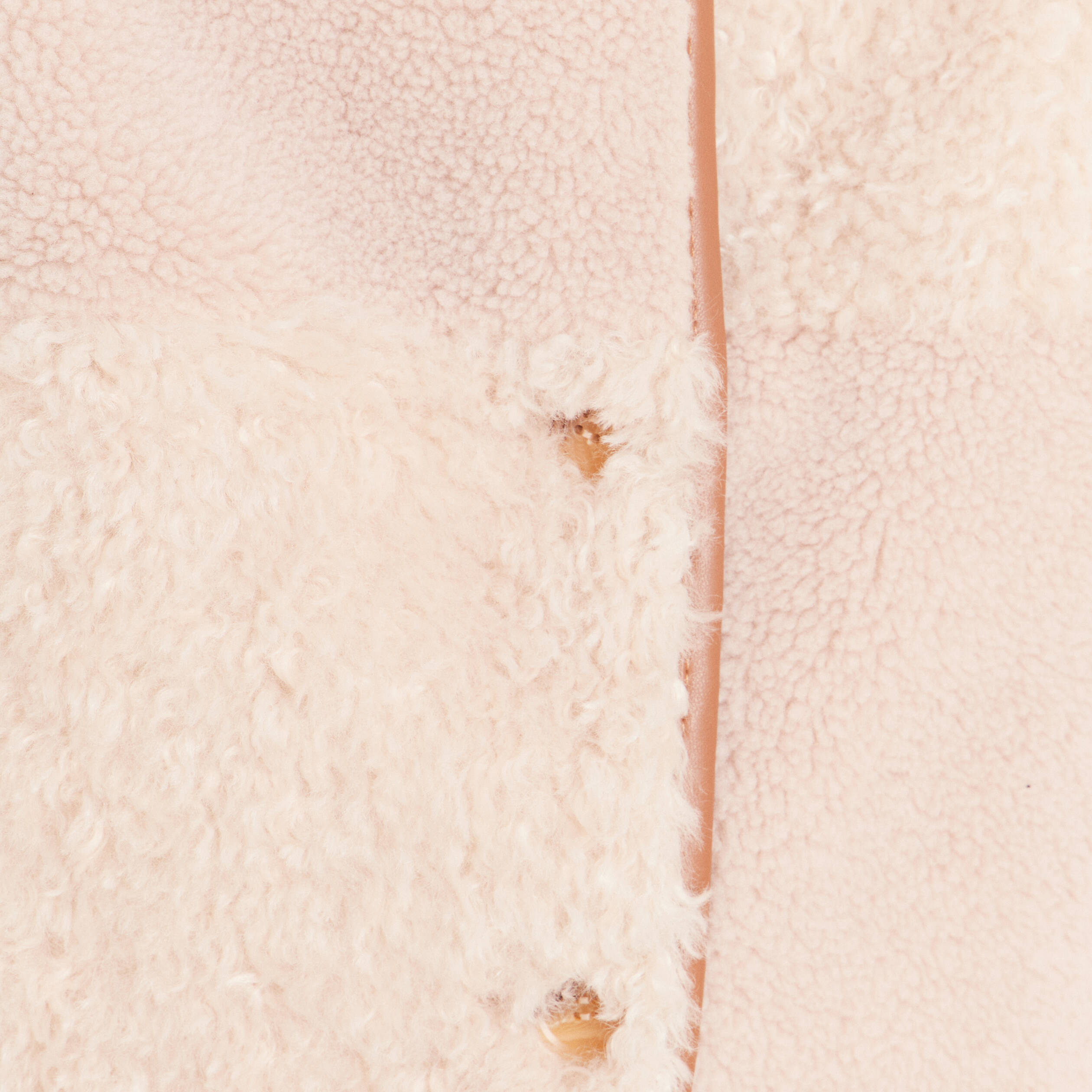 Manteau manches longues fausse fourrure ecru femme