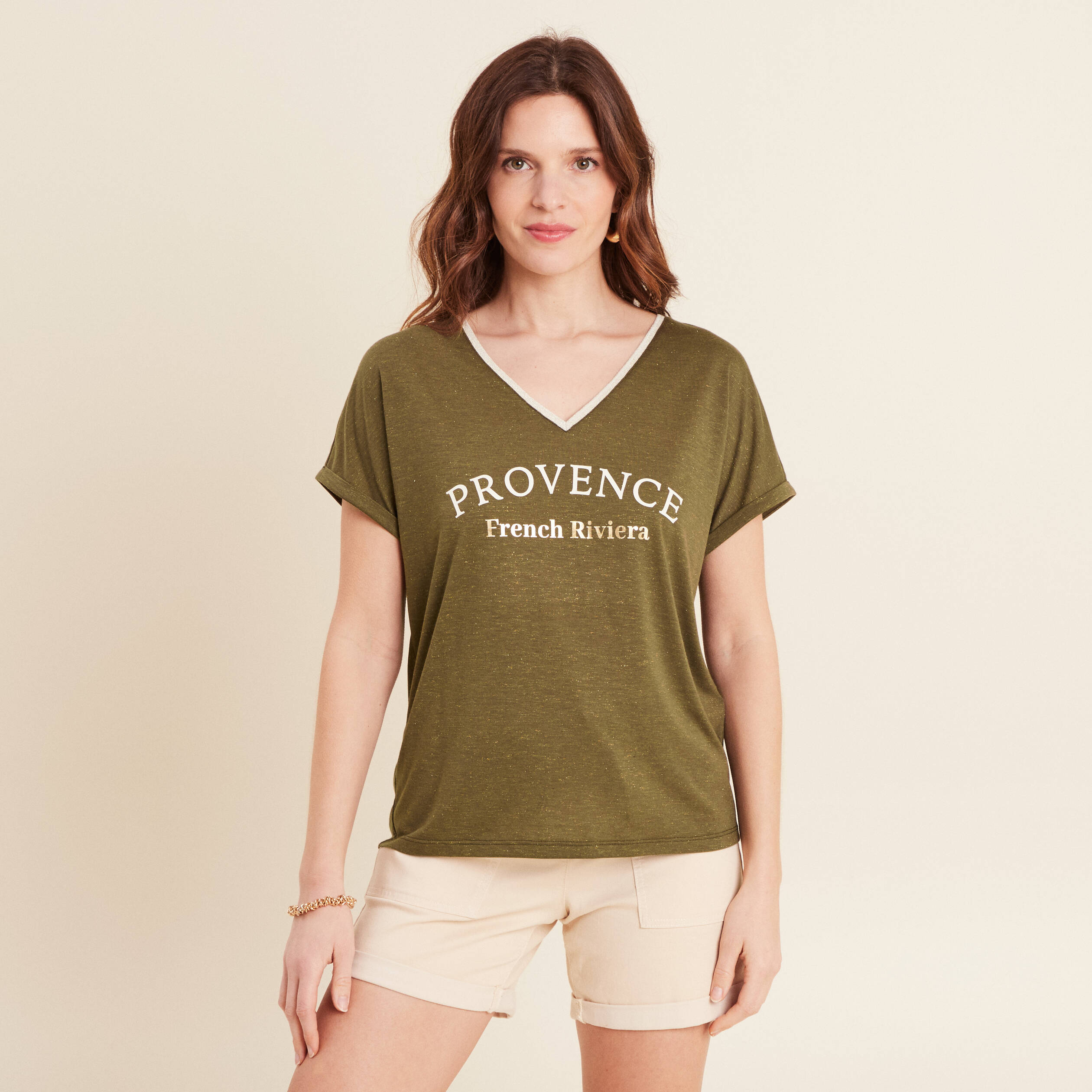t shirt manches courtes vert olive femme T-shirt manches courtes vert olive femme