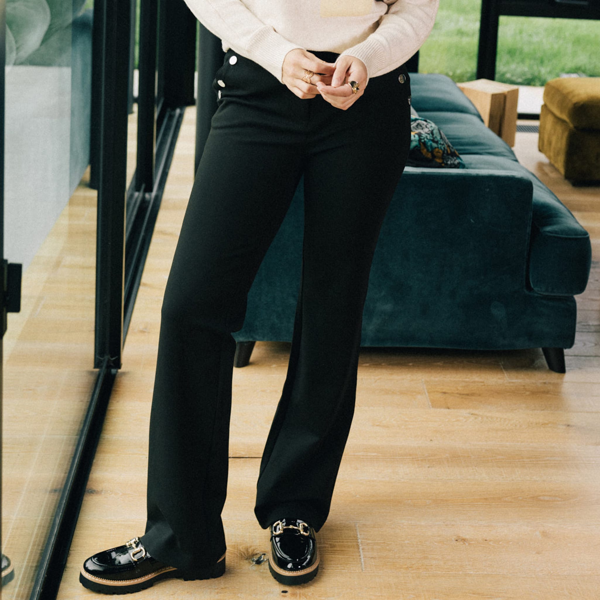 pantalon bootcut a pont noir femme Pantalon bootcut à pont noir femme