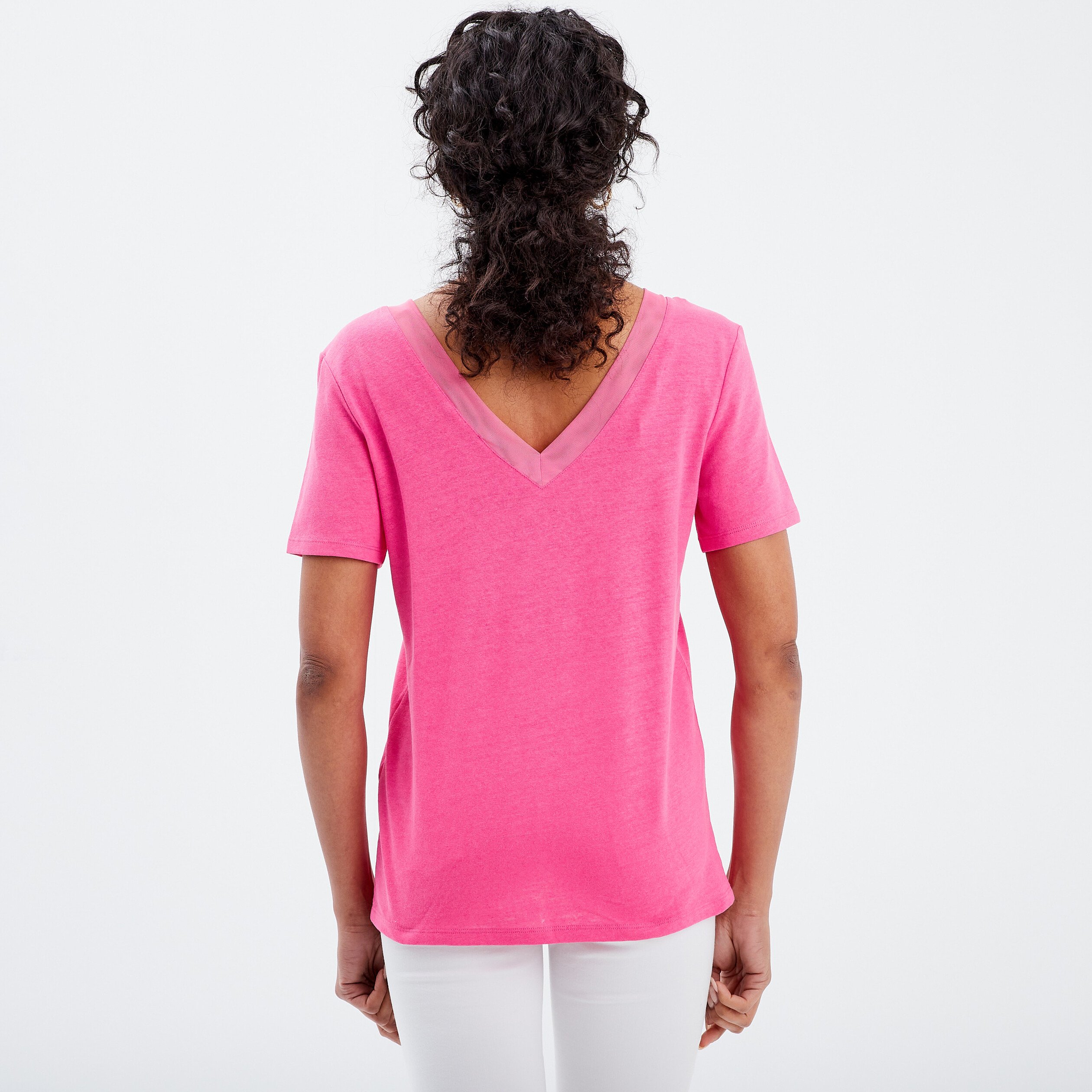 t shirt manches courtes rose fushia femme T-shirt manches courtes rose fushia femme