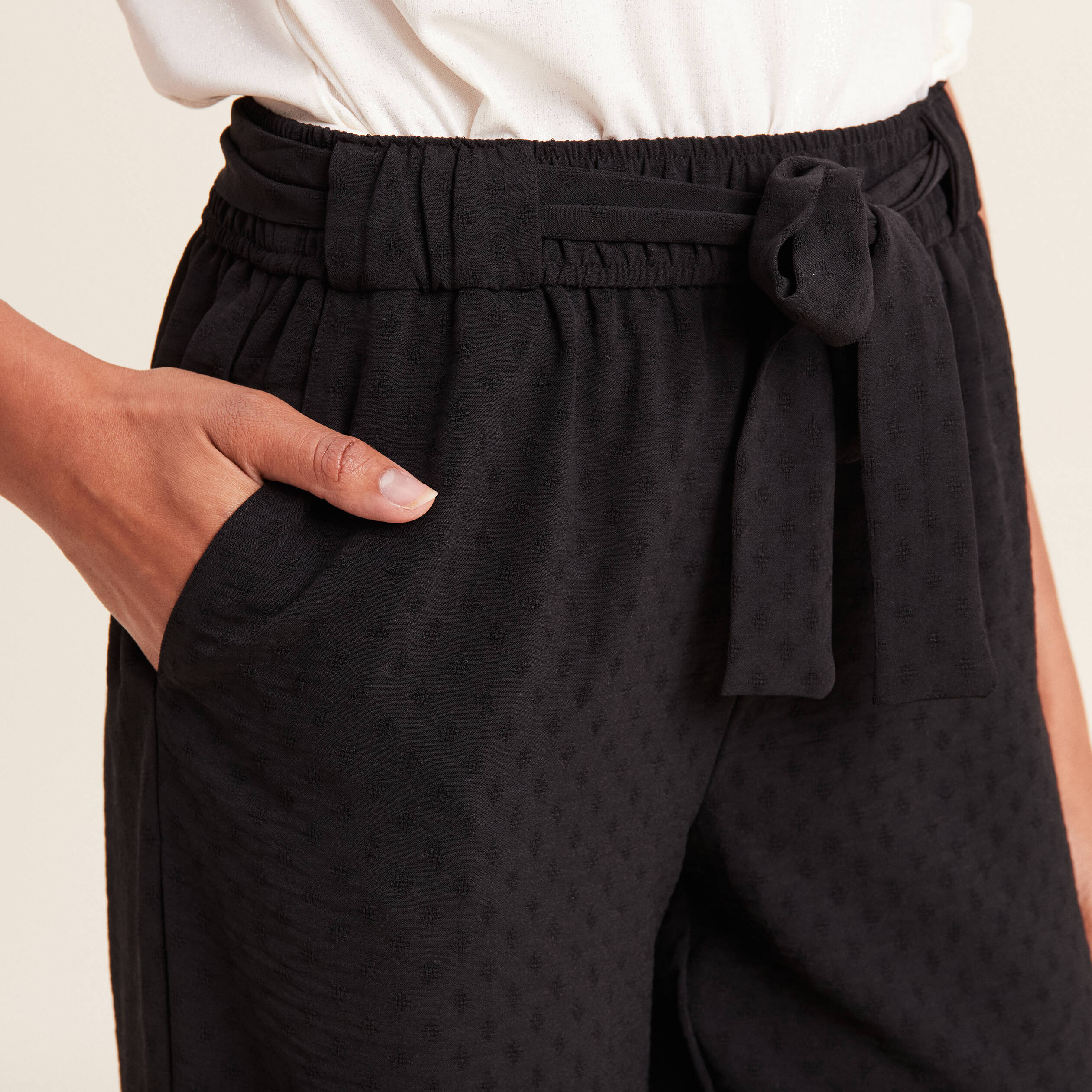 pantalon flou droit 78eme noir femme Pantalon flou droit 7/8ème noir femme