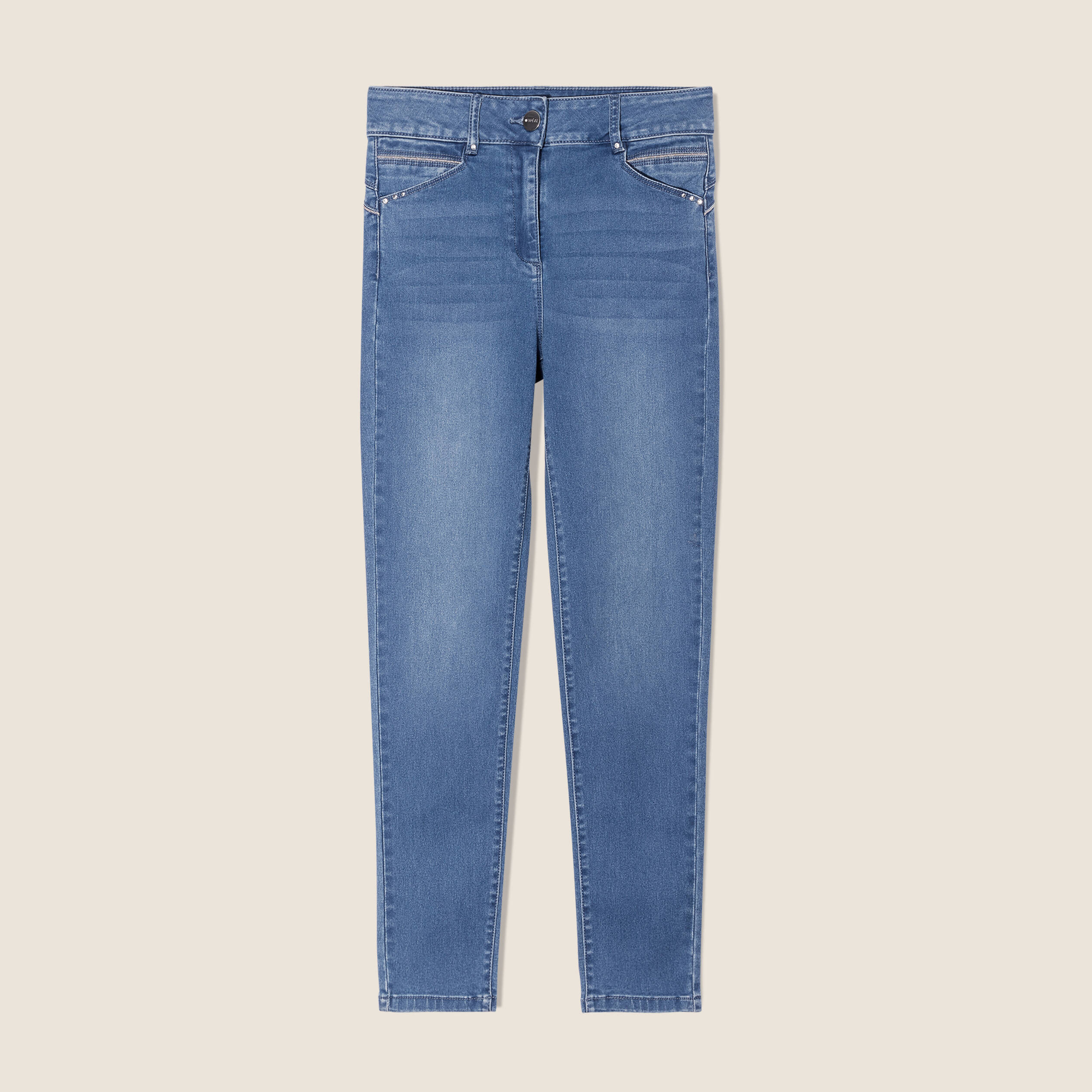 jean ajuste taille haute denim double stone femme Jean ajusté taille haute denim double stone femme