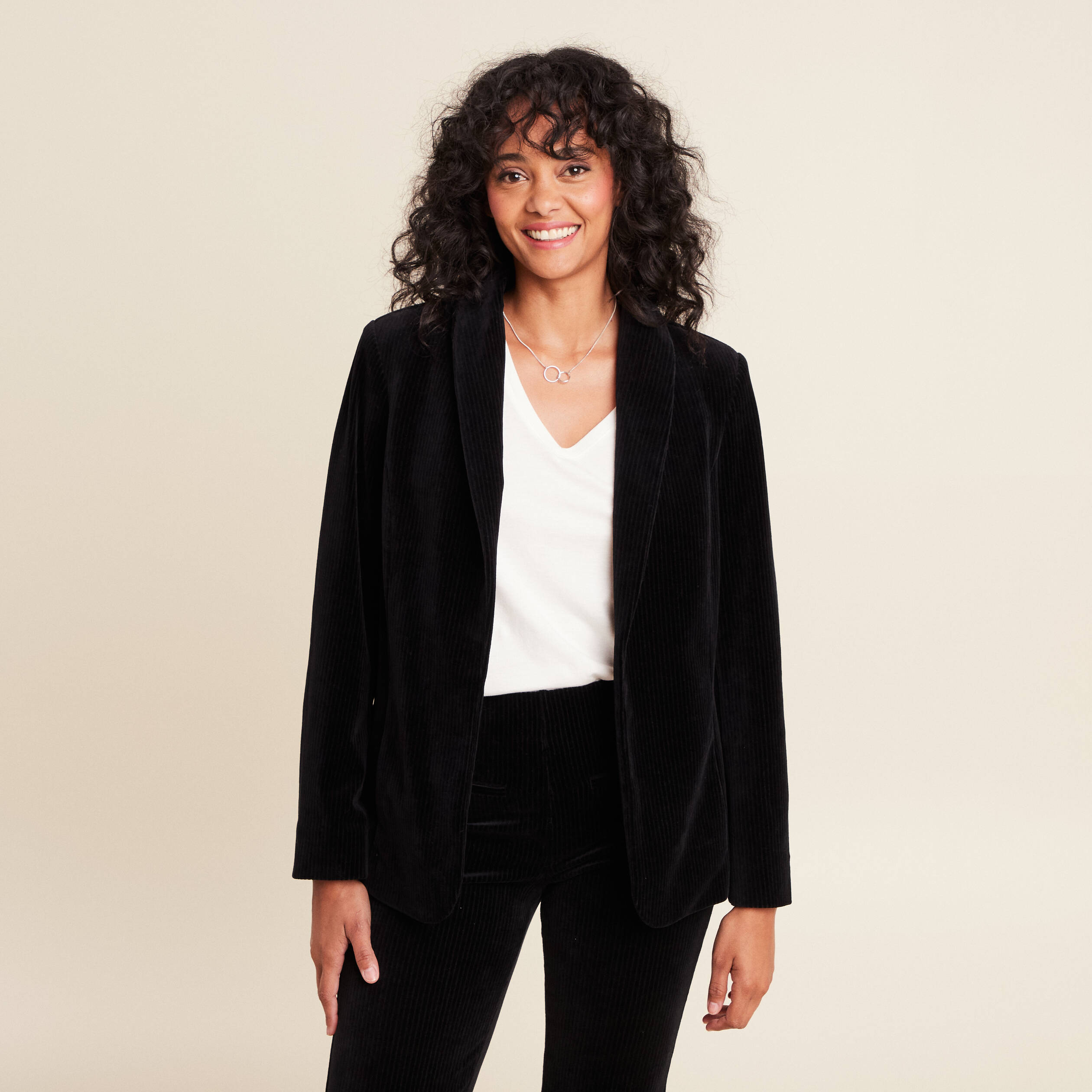 Veste tailleur velours noir femme