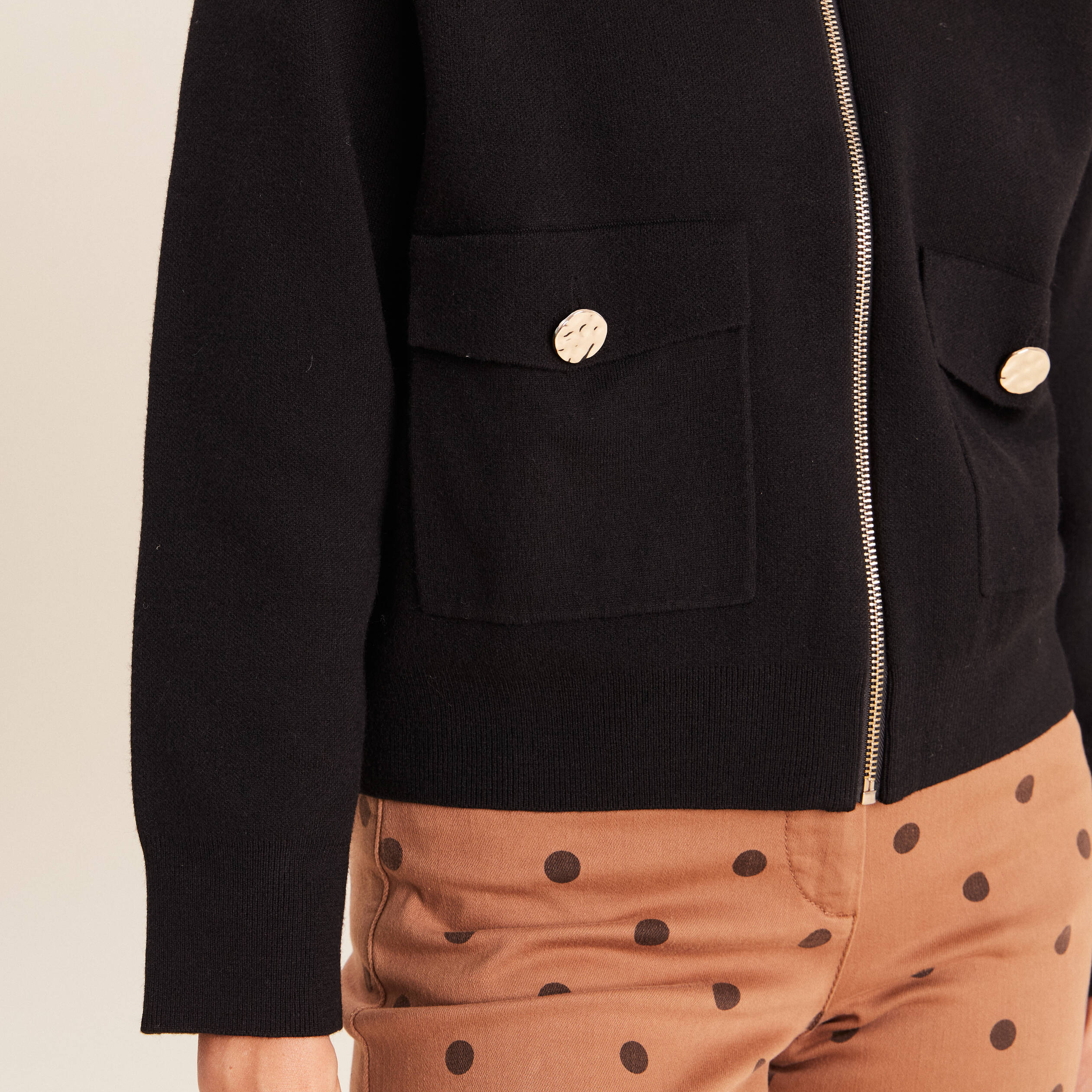 Gilet doubl&eacute; col chemise noir femme