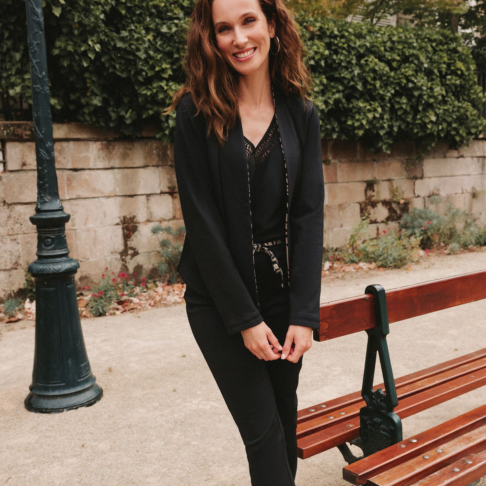 Veste droite r&eacute;versible noir femme