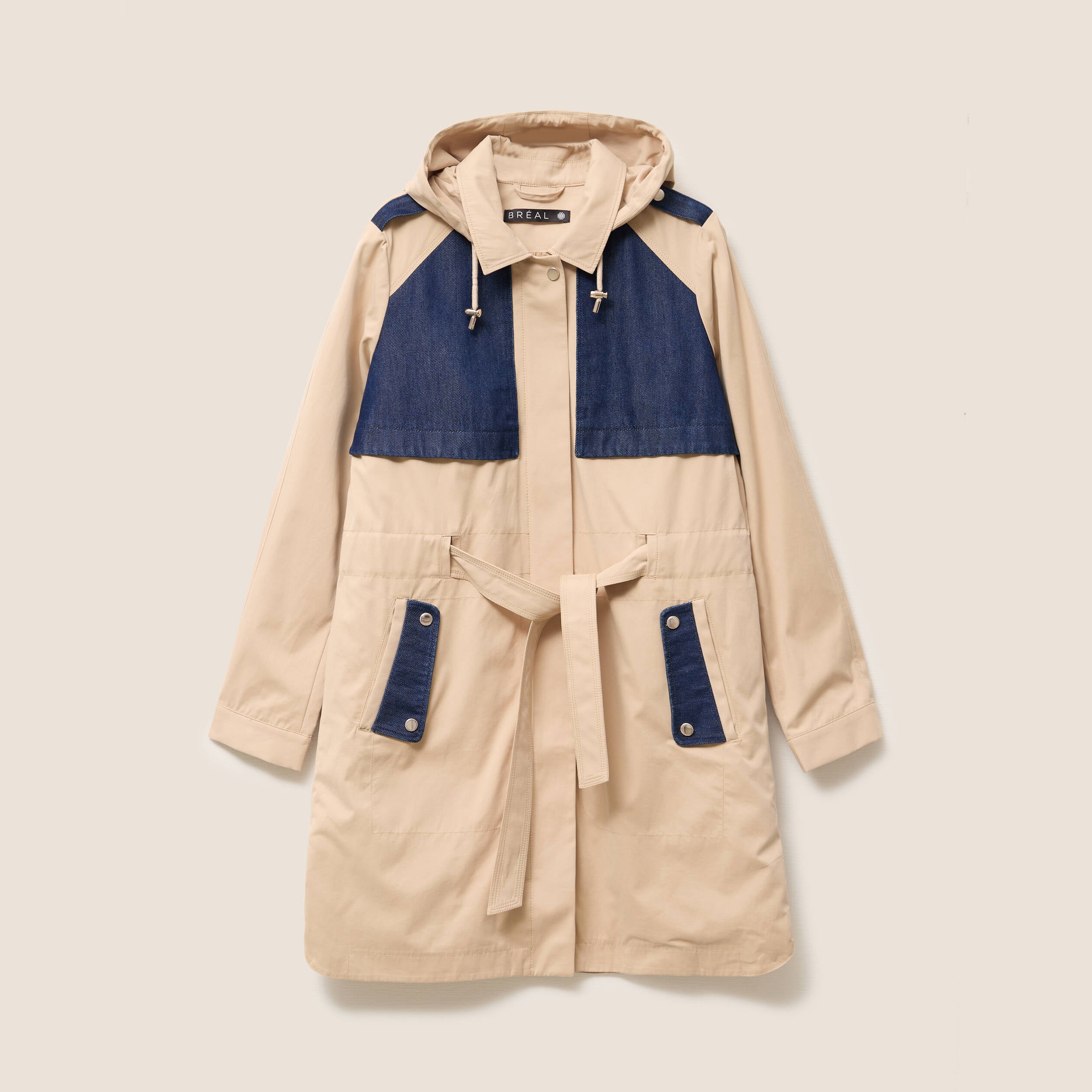 Trench d&eacute;perlant avec capuche doubl&eacute; beige femme