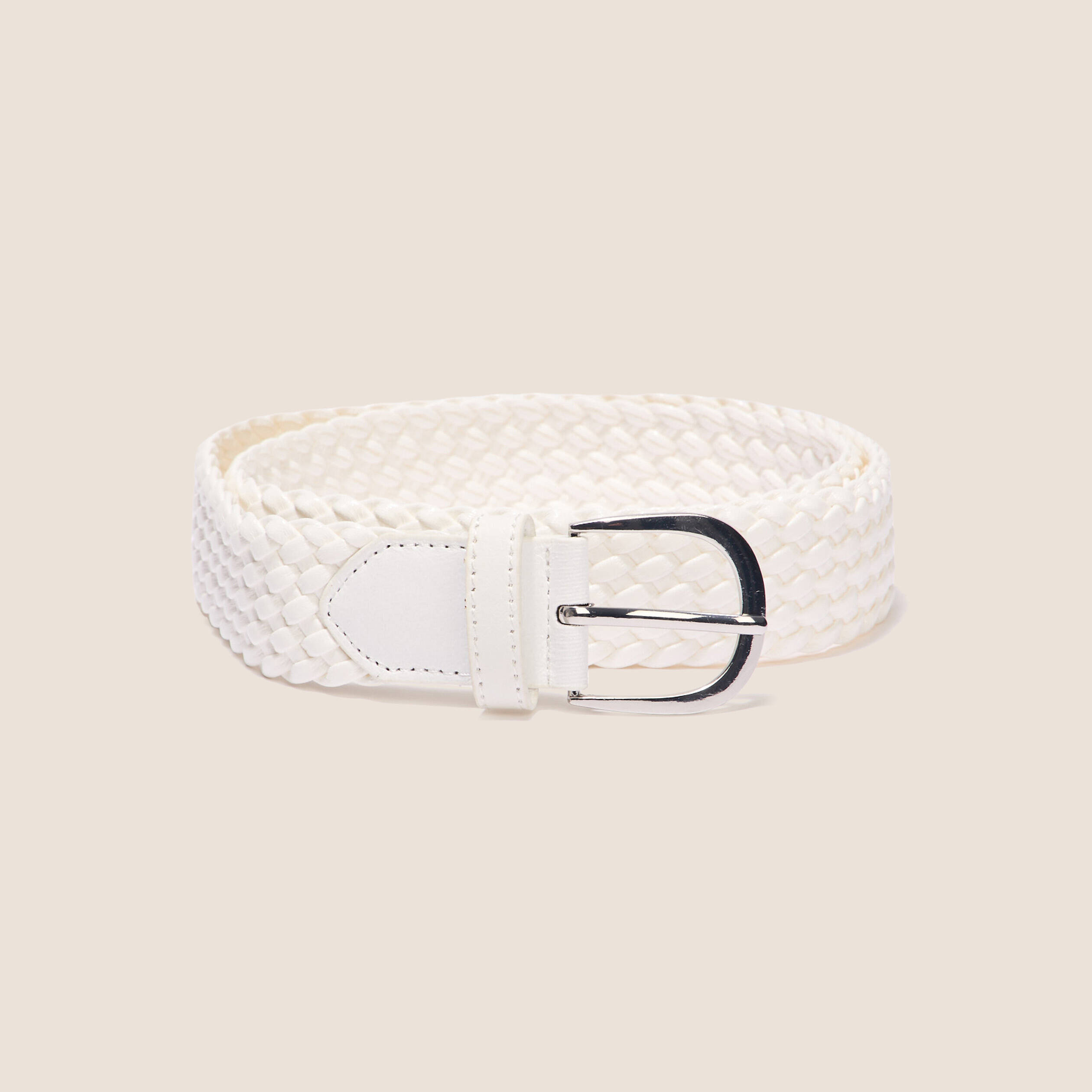 Ceinture tress&eacute;e m&eacute;taliss&eacute;e ecru femme