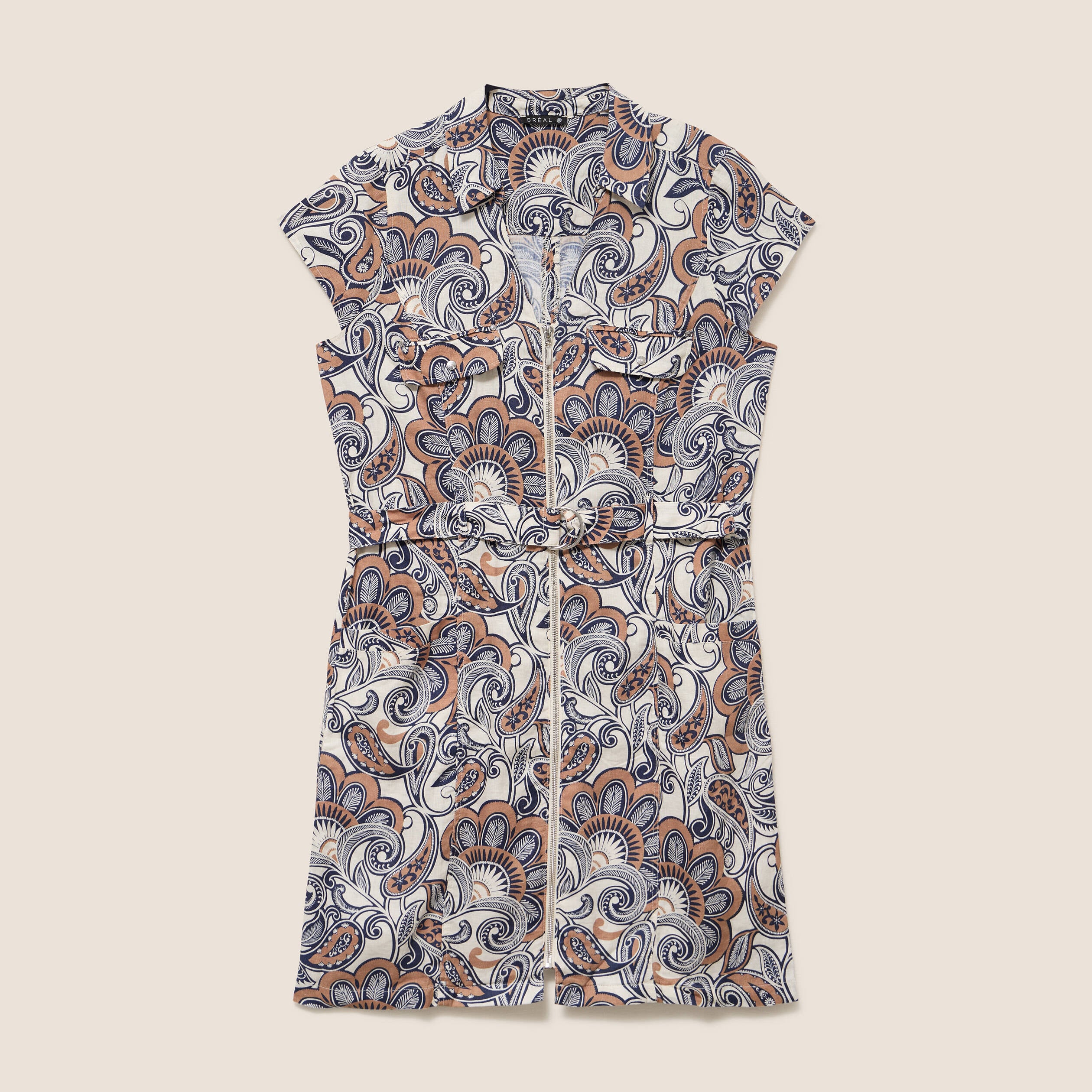 Robe droite zipp&eacute;e marron femme