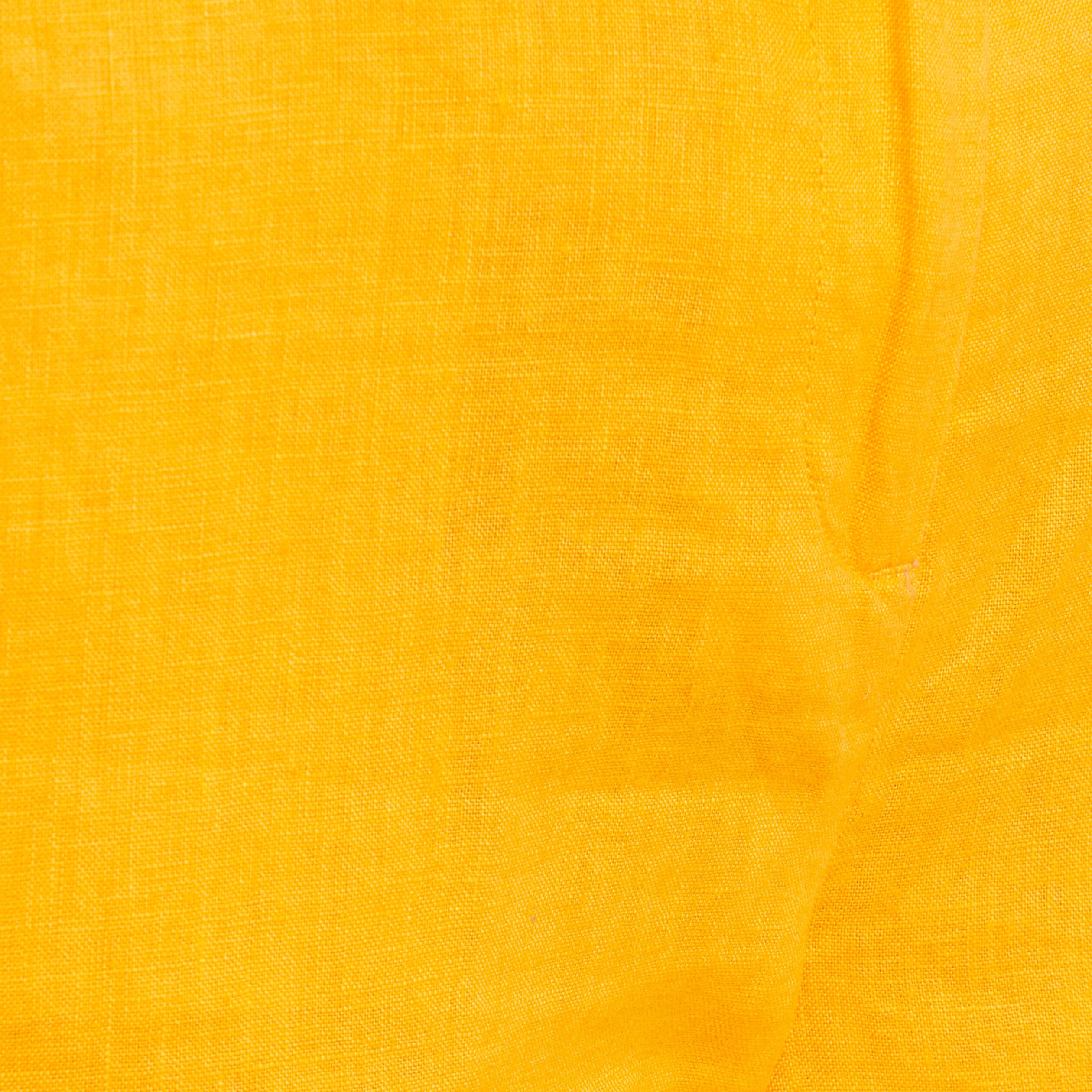 Pantalon coupe chino en lin ceintur&eacute; jaune or femme