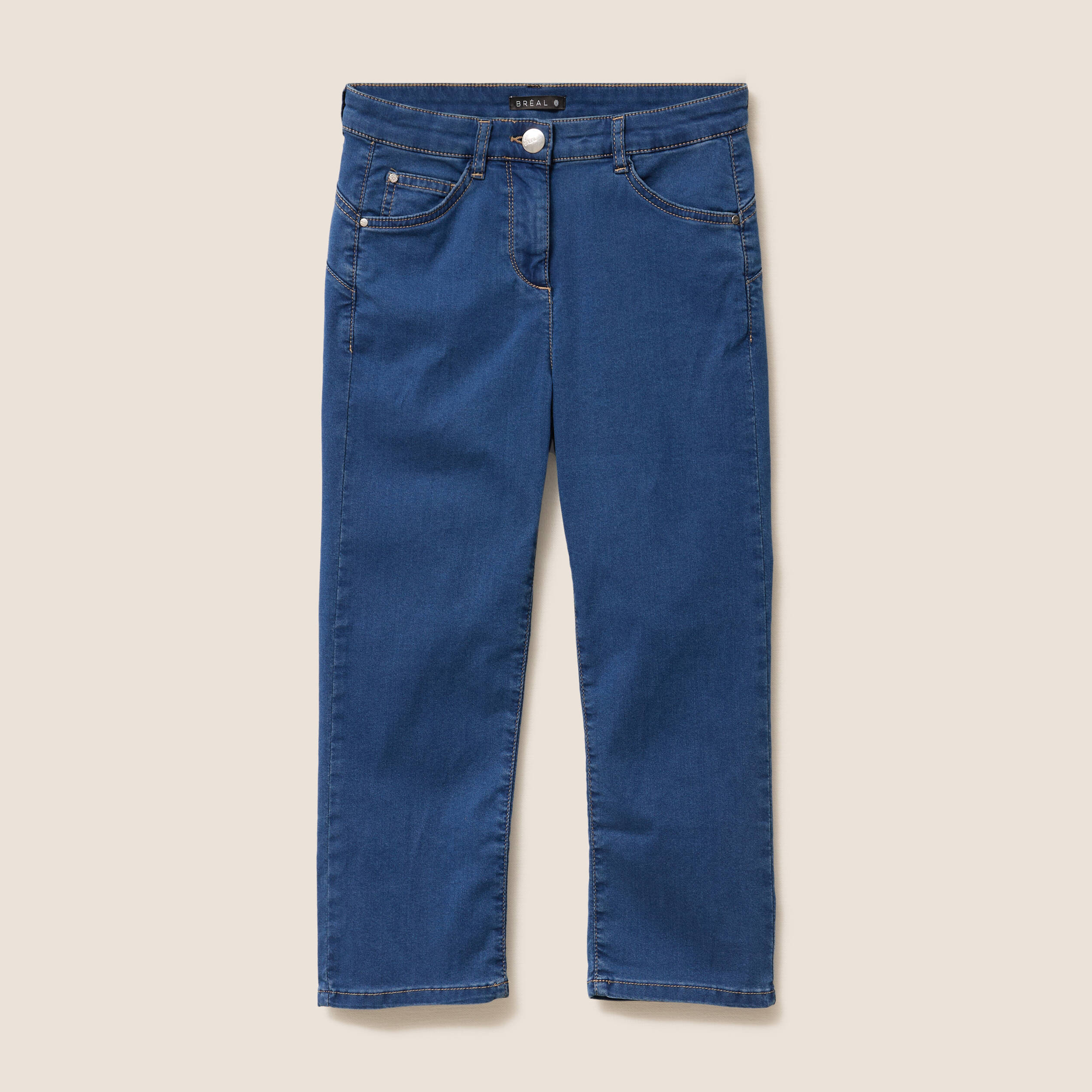 Pantacourt magique Le L&eacute;ger coupe droite denim double stone femme