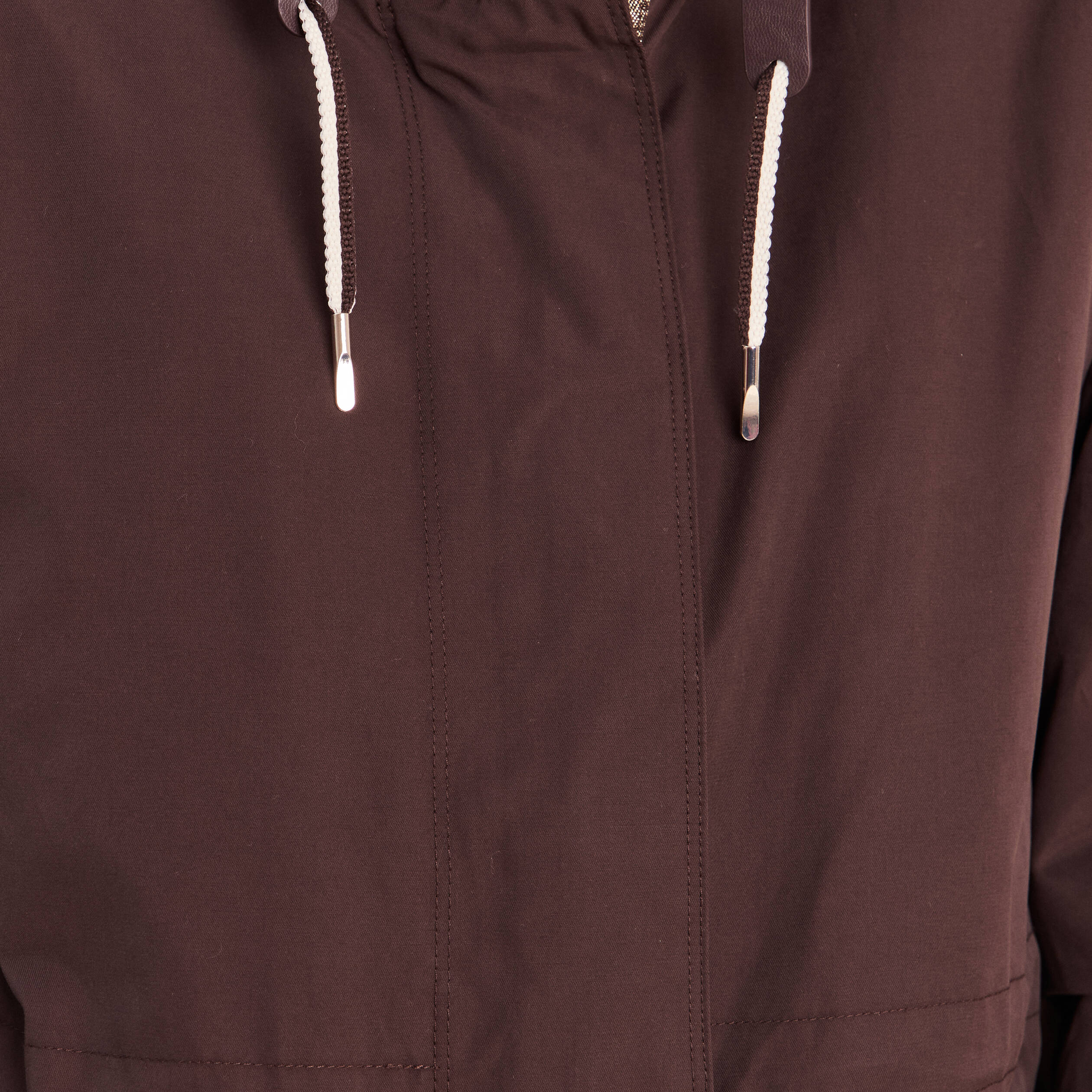 Parka &agrave; capuche taille ajustable marron fonc&eacute; femme