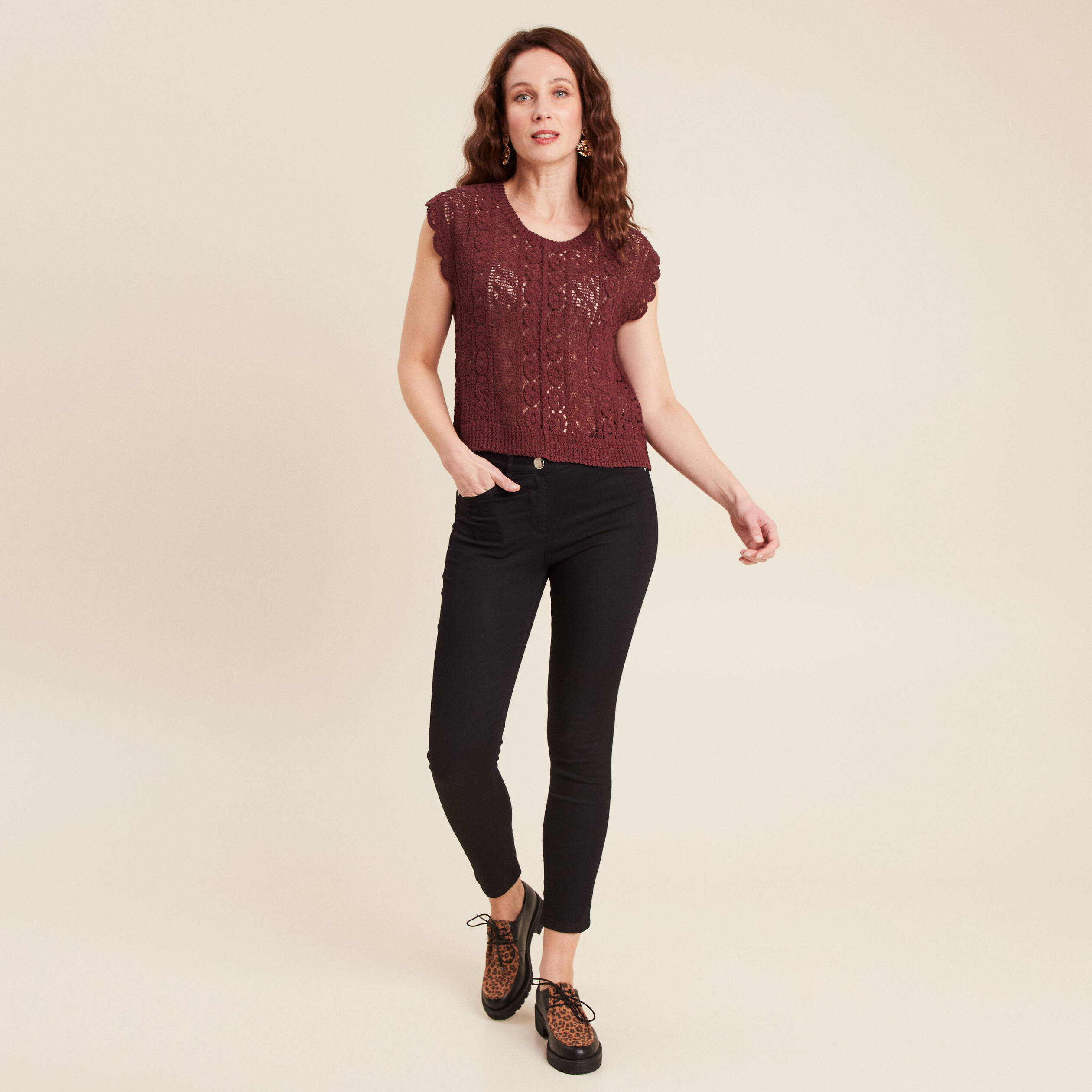 debardeur macrame bordeaux femme Débardeur macramé bordeaux femme