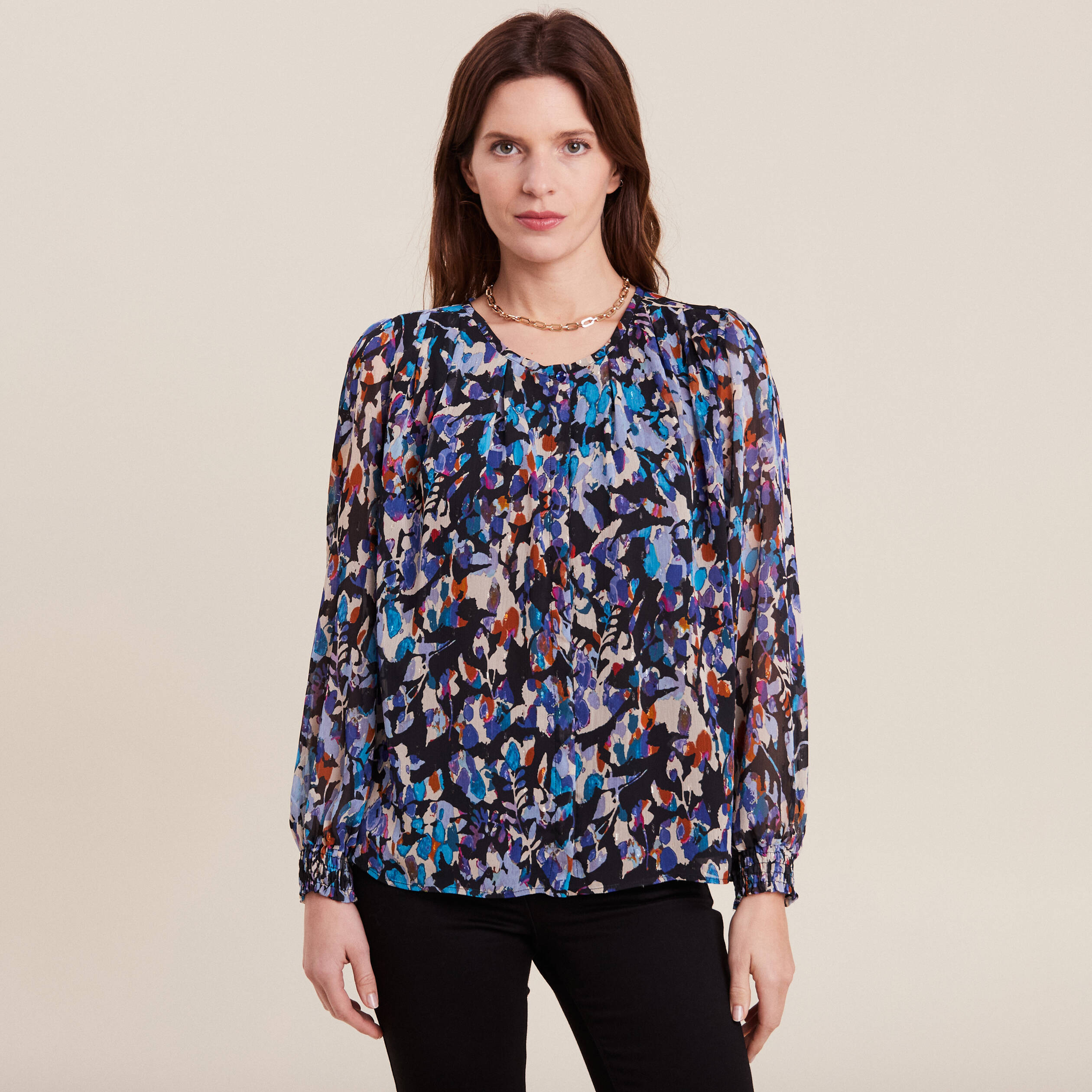 blouse manches longues bleu femme Blouse manches longues bleu femme