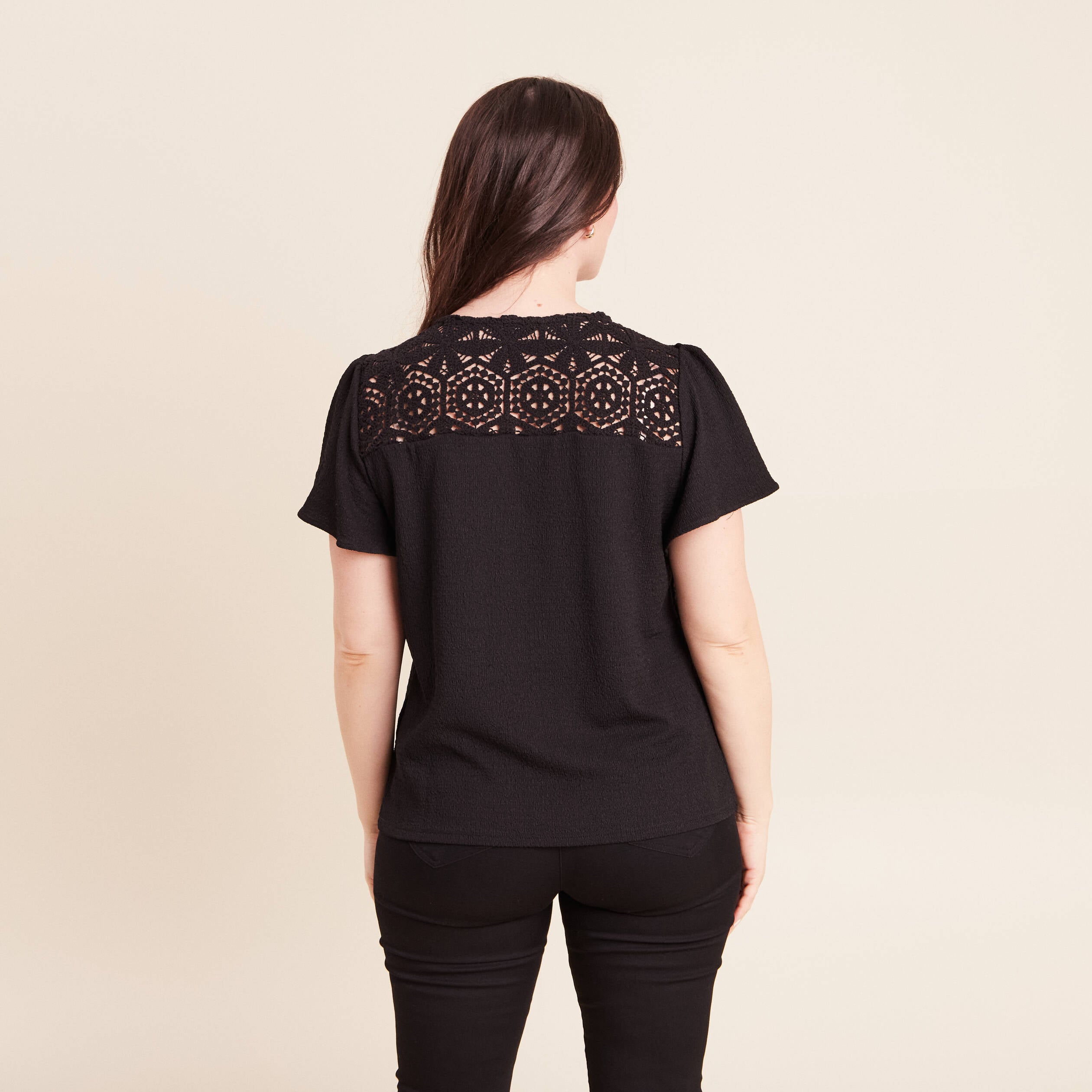 T-shirt manches courtes noir femme