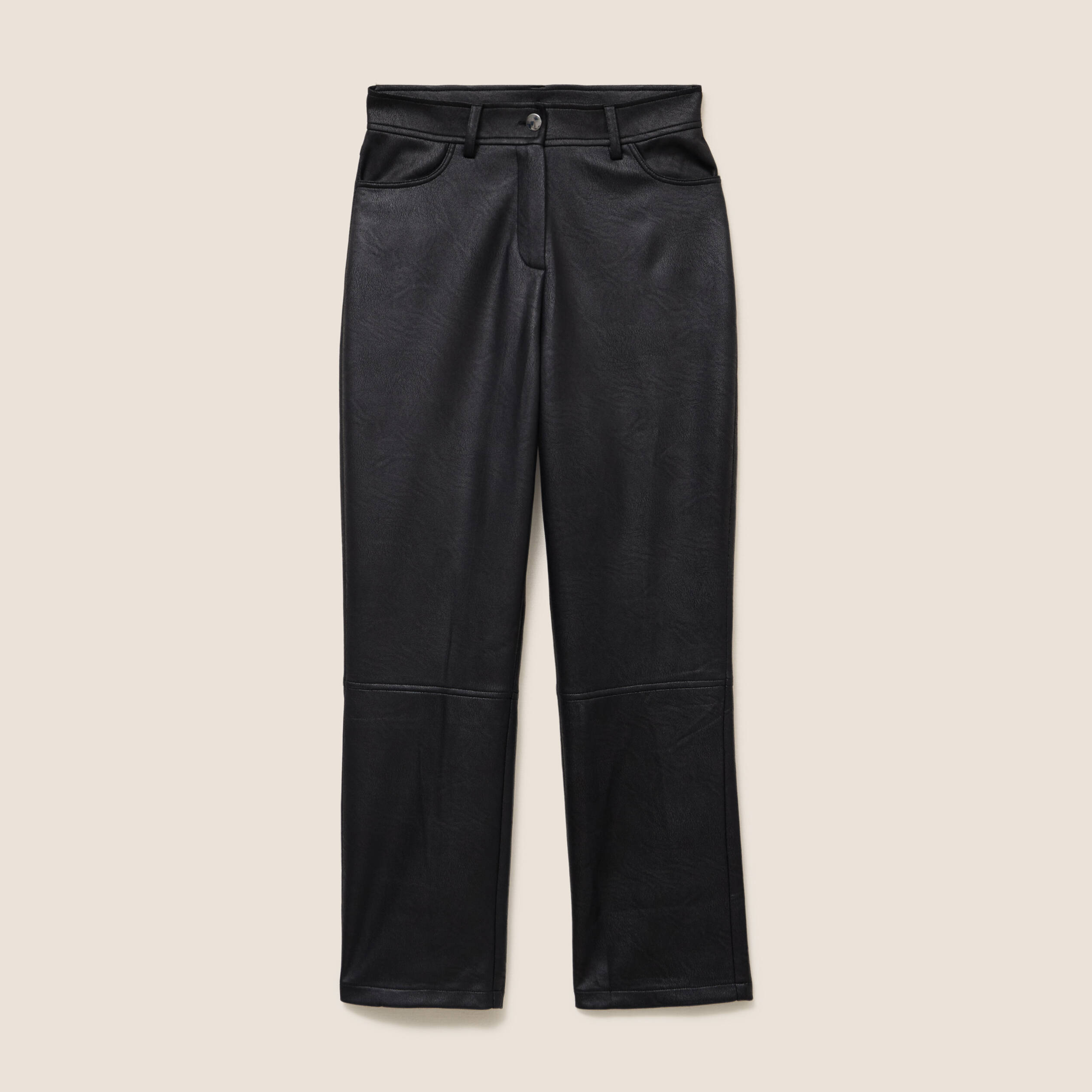 Pantalon similicuir droit 7/8&egrave;me noir femme