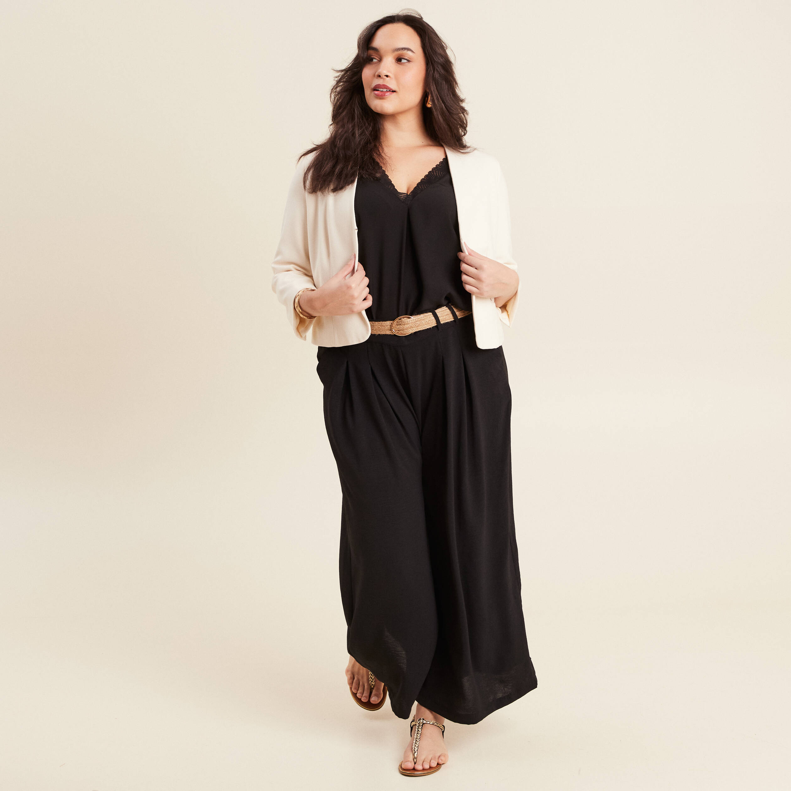 pantalon jupe culotte large noir femme Pantalon jupe-culotte large noir femme