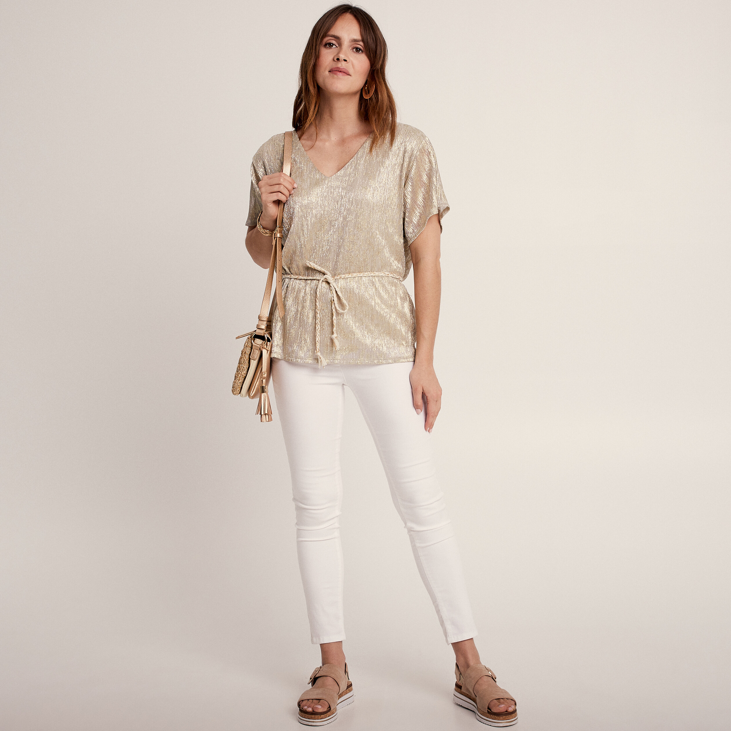 t shirt manches courtes beige femme T-shirt manches courtes beige femme