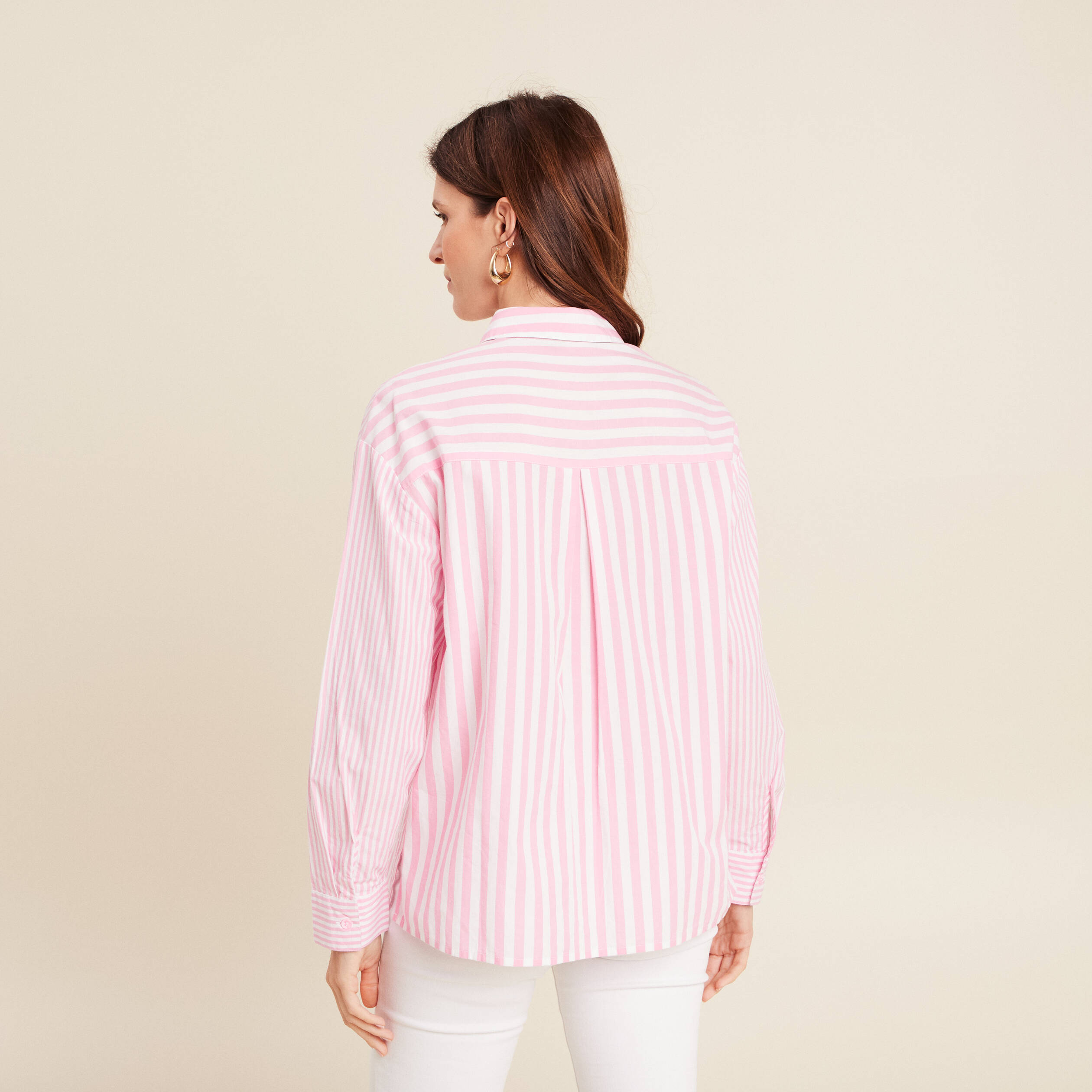 chemise ample mi longue en coton rose femme Chemise ample mi-longue en coton rose femme