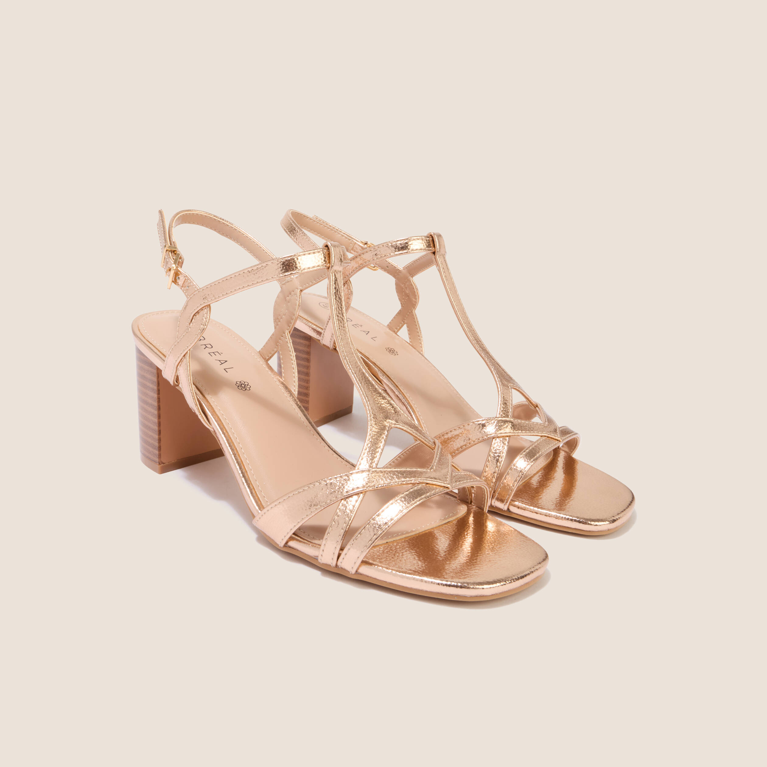 Sandales &agrave; talon rose clair femme