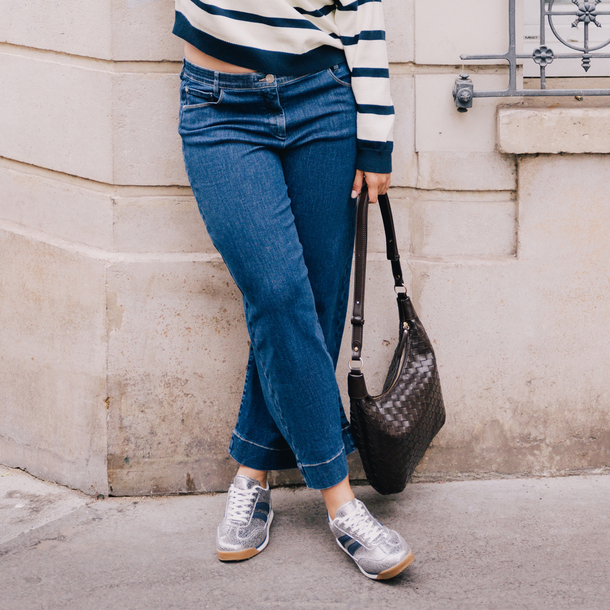 Pantalon magique coupe large l'unique denim stone femme