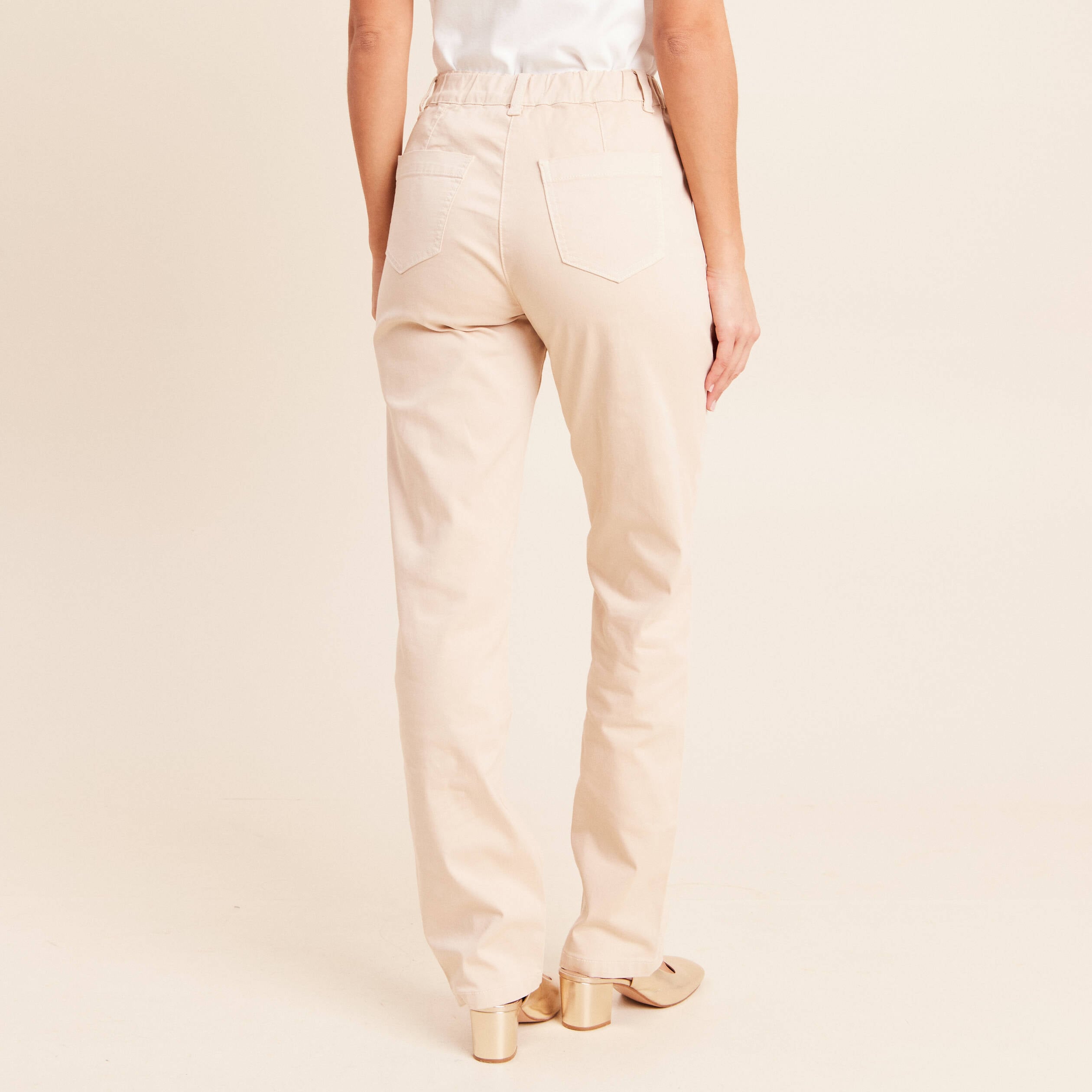 Pantalon coupe mom long ivoire femme