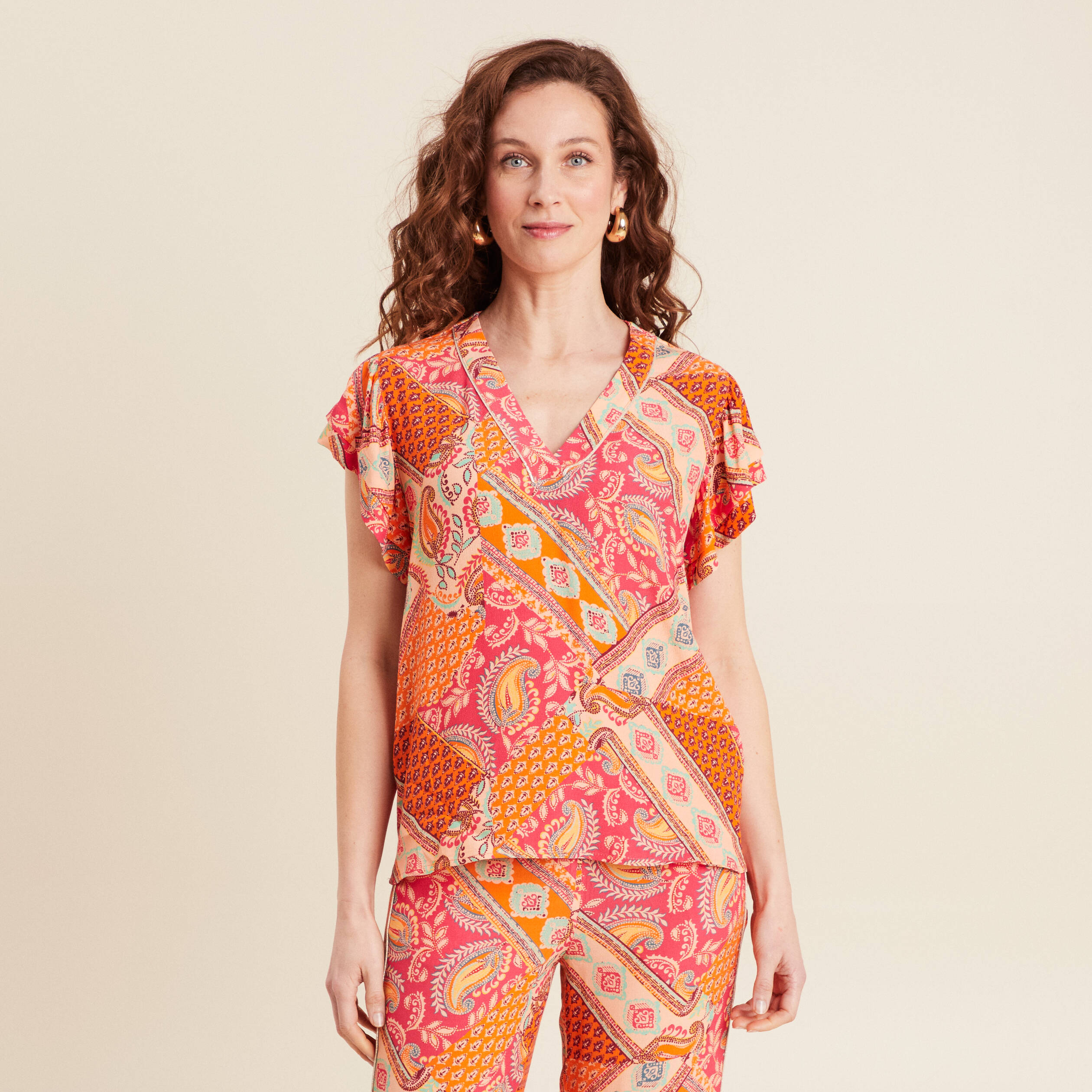 blouse manches courtes orange femme Blouse manches courtes orange femme