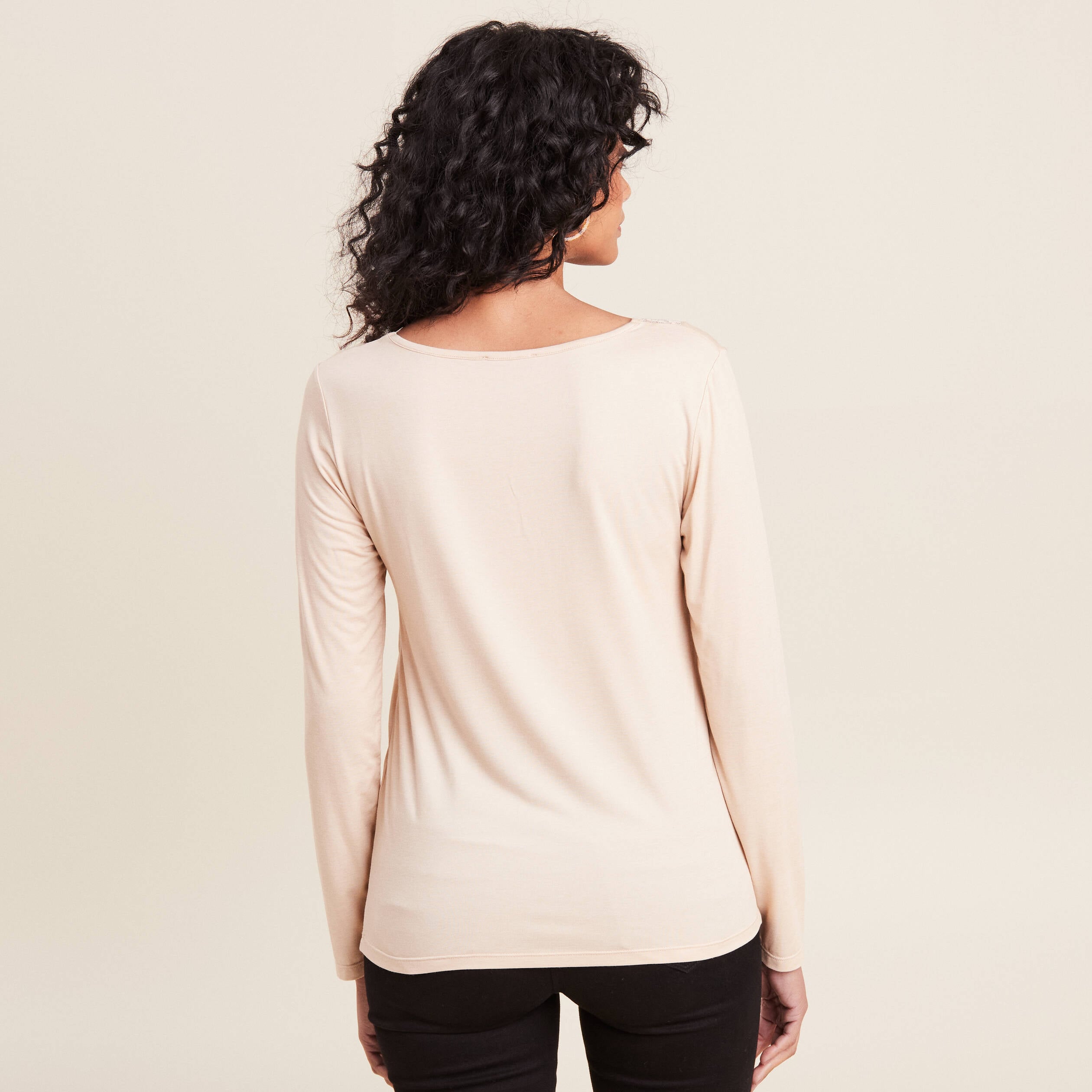 T-shirt thermo-douceur manches longues beige femme