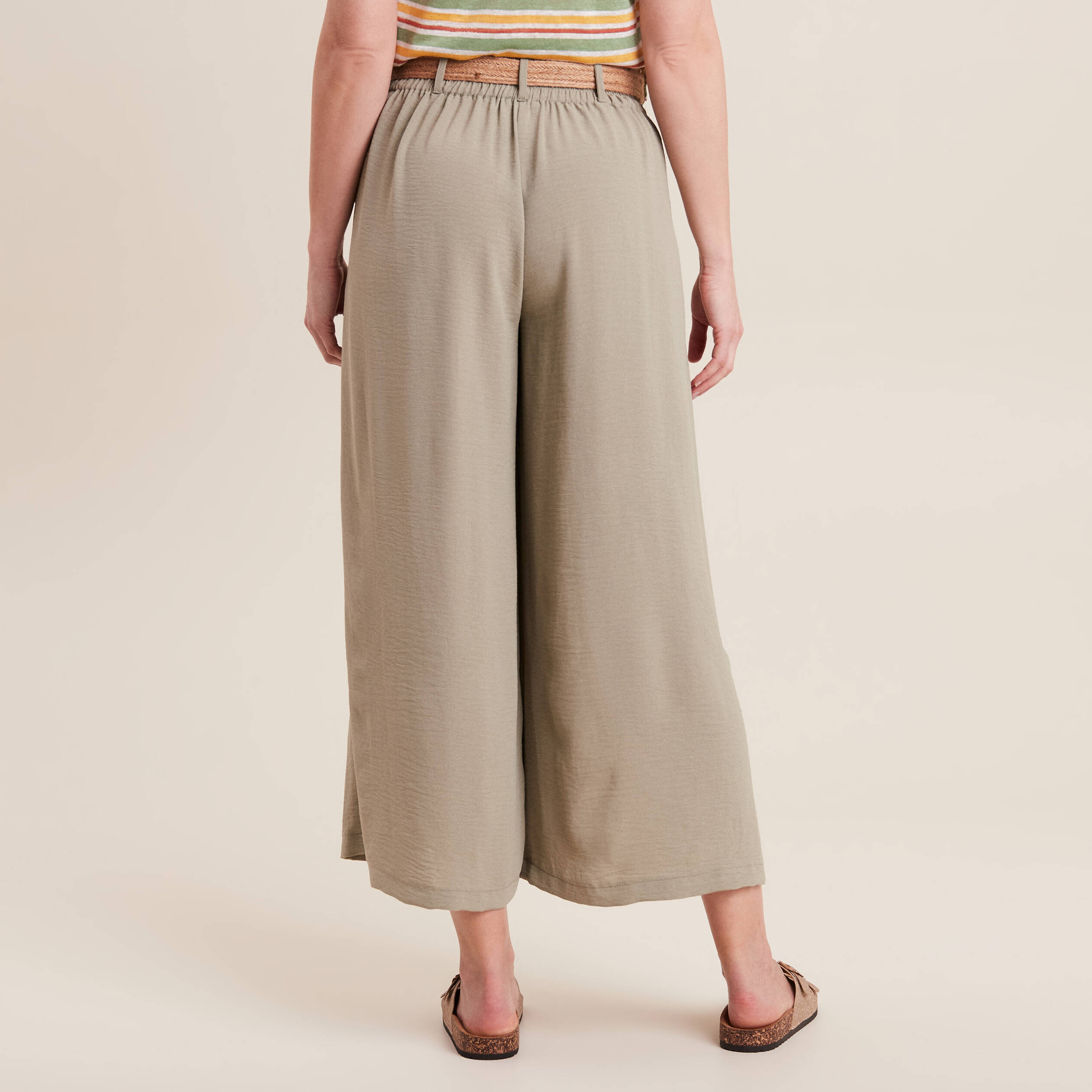 pantalon jupe culotte large vert clair femme Pantalon jupe-culotte large vert clair femme