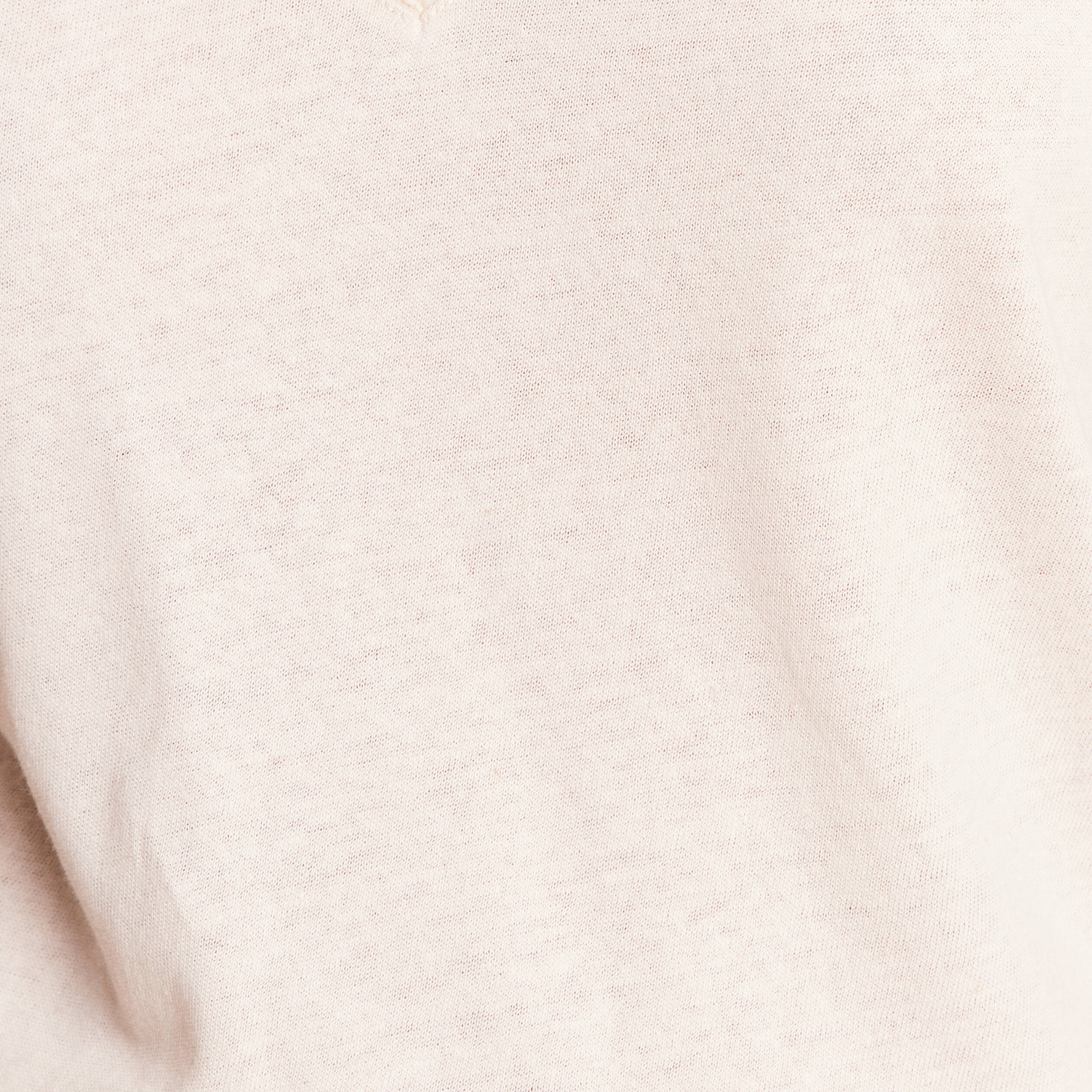 T-shirt col v manches courtes aspect lin beige femme
