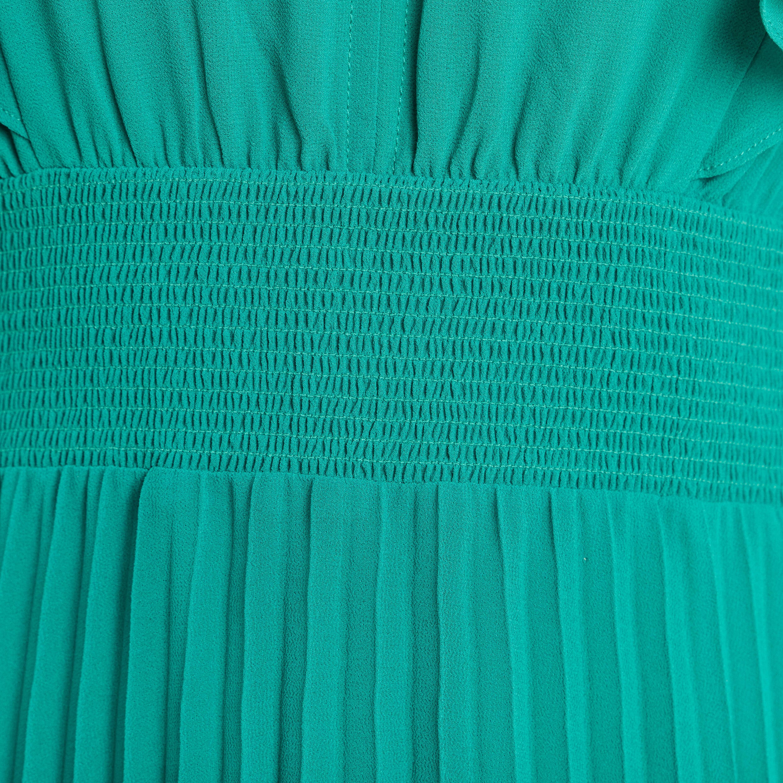 Robe longue &eacute;vas&eacute;e &agrave; volants vert menthe femme