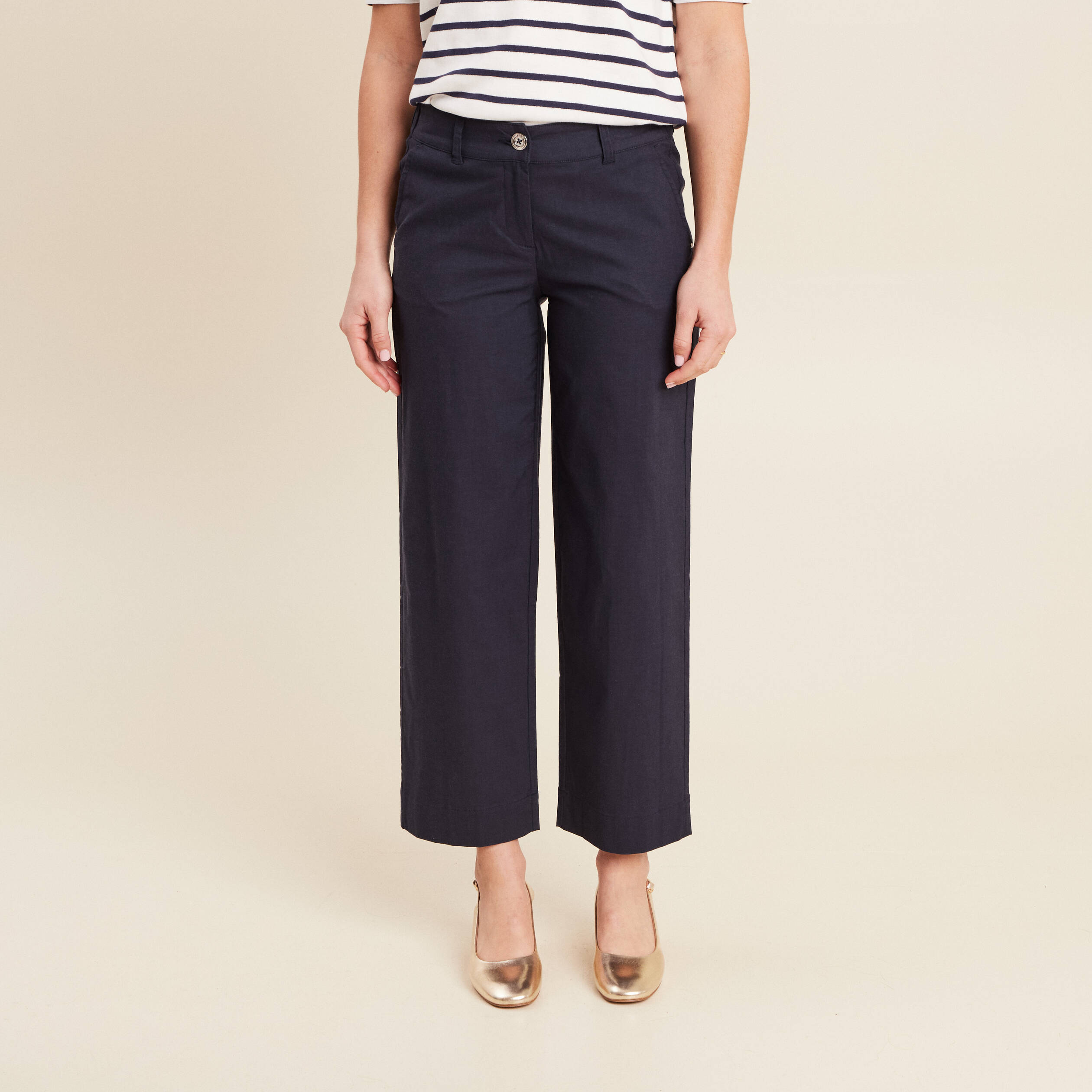 pantalon large 78eme bleu fonce femme Pantalon large 7/8ème bleu foncé femme