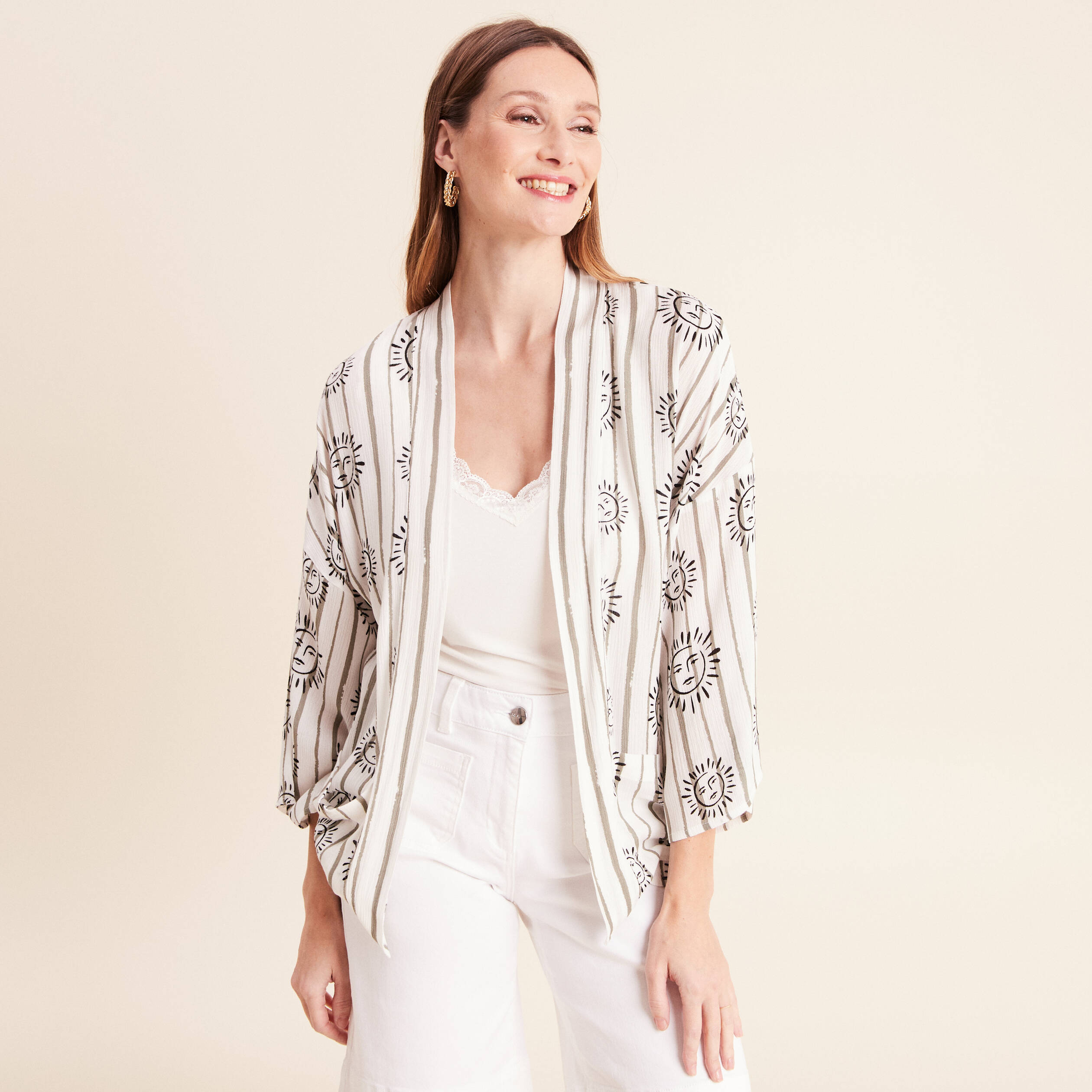 Kimono avec poches vert clair femme