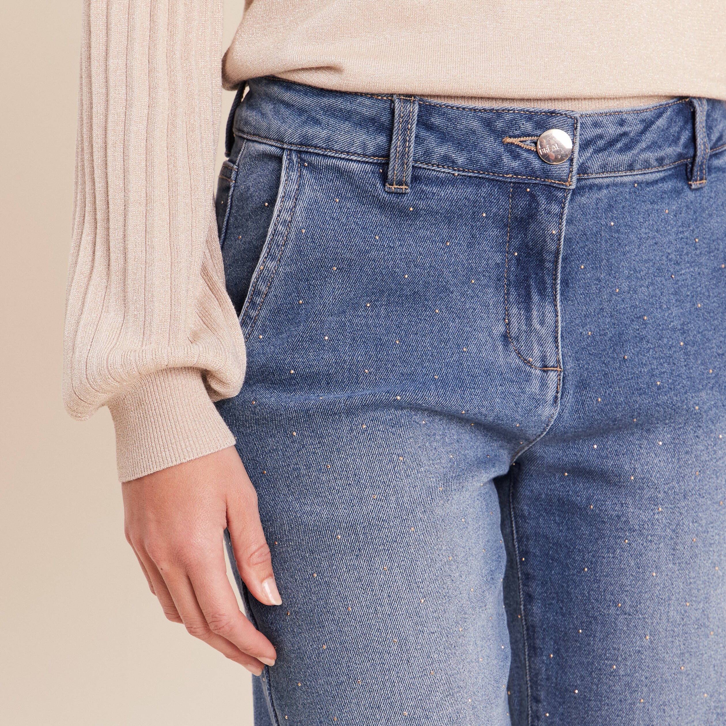 Jean avec strass denim stone femme