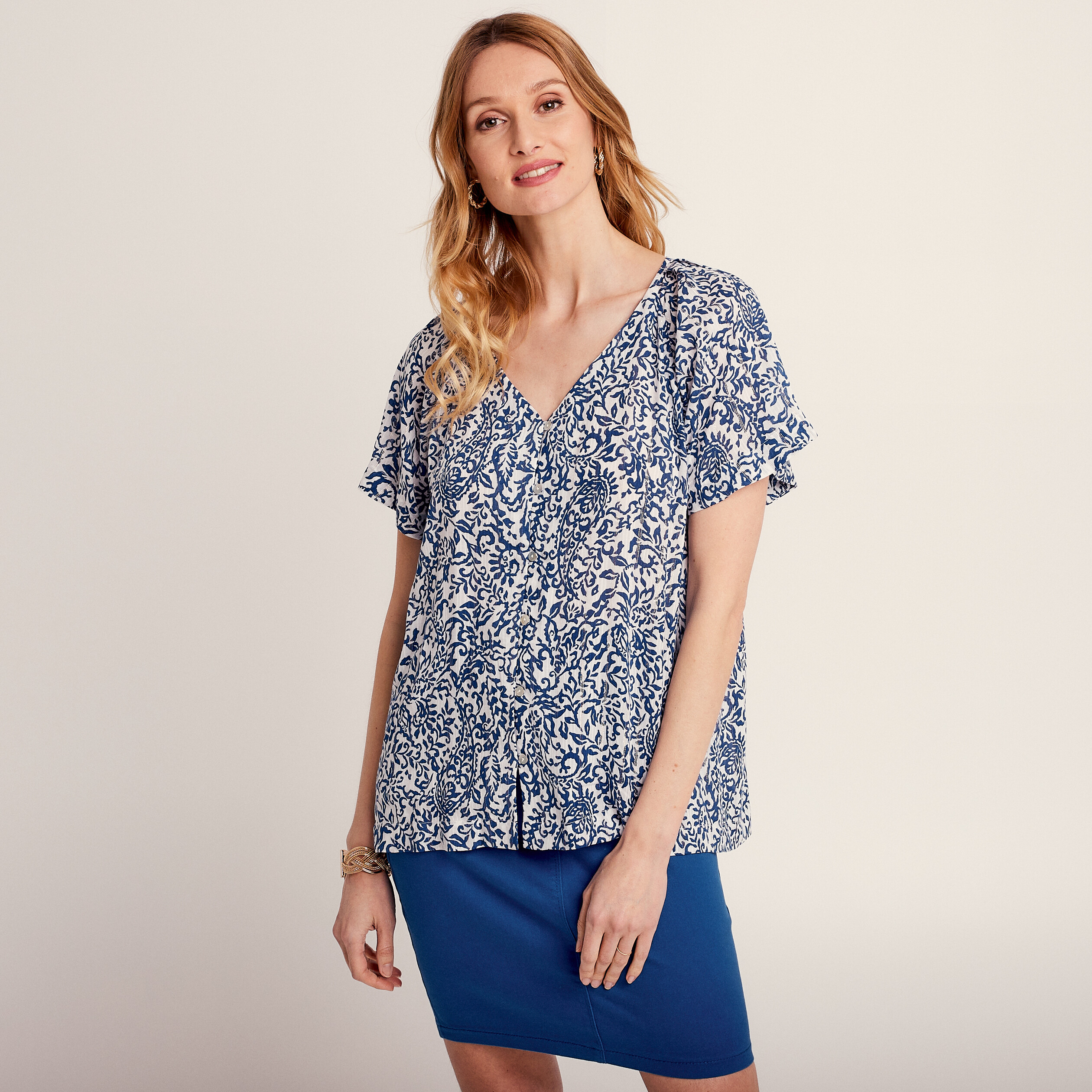 blouse manches courtes blanc femme Blouse manches courtes blanc femme