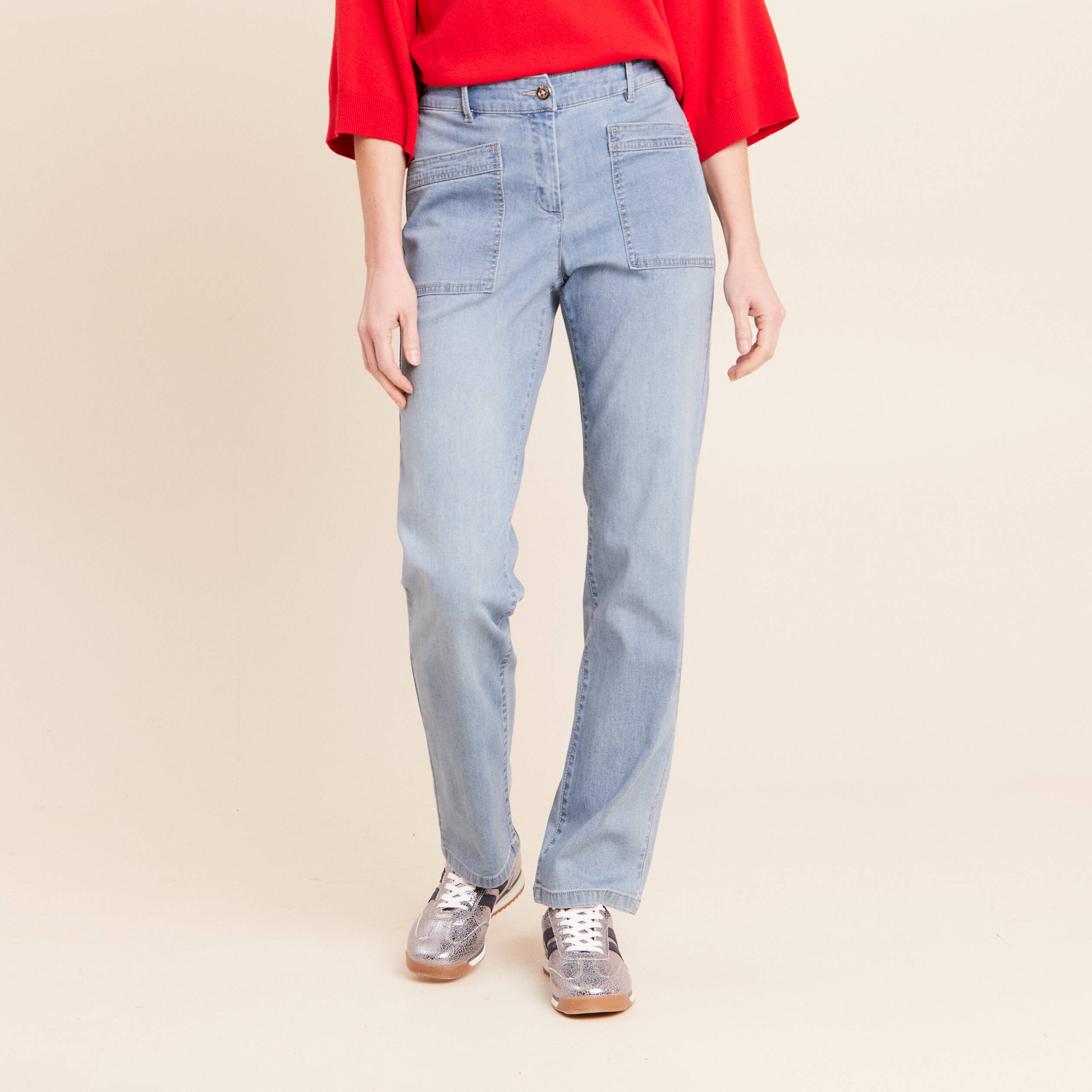 Jean coupe mom taille haute denim double stone femme