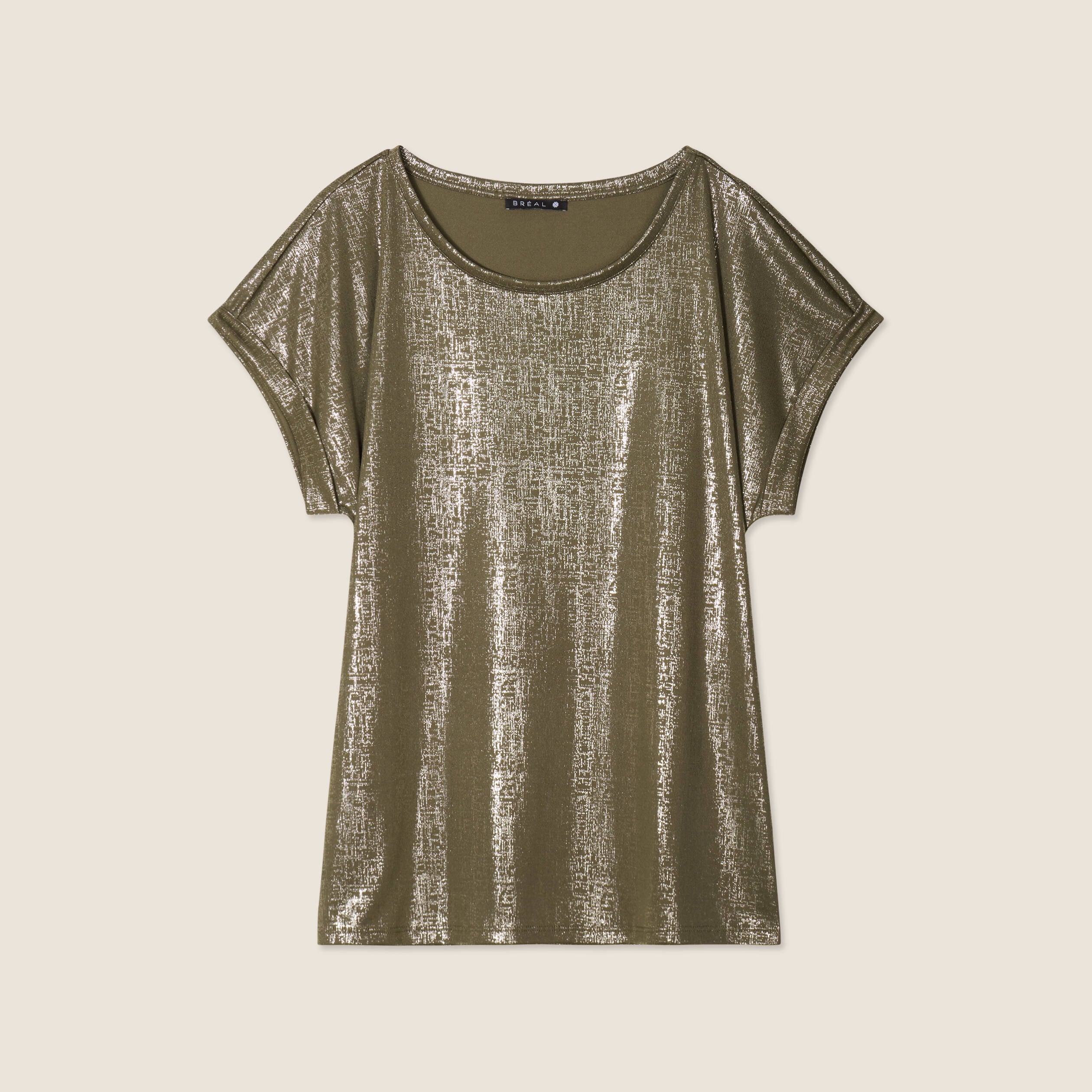 T-shirt manches courtes vert olive femme