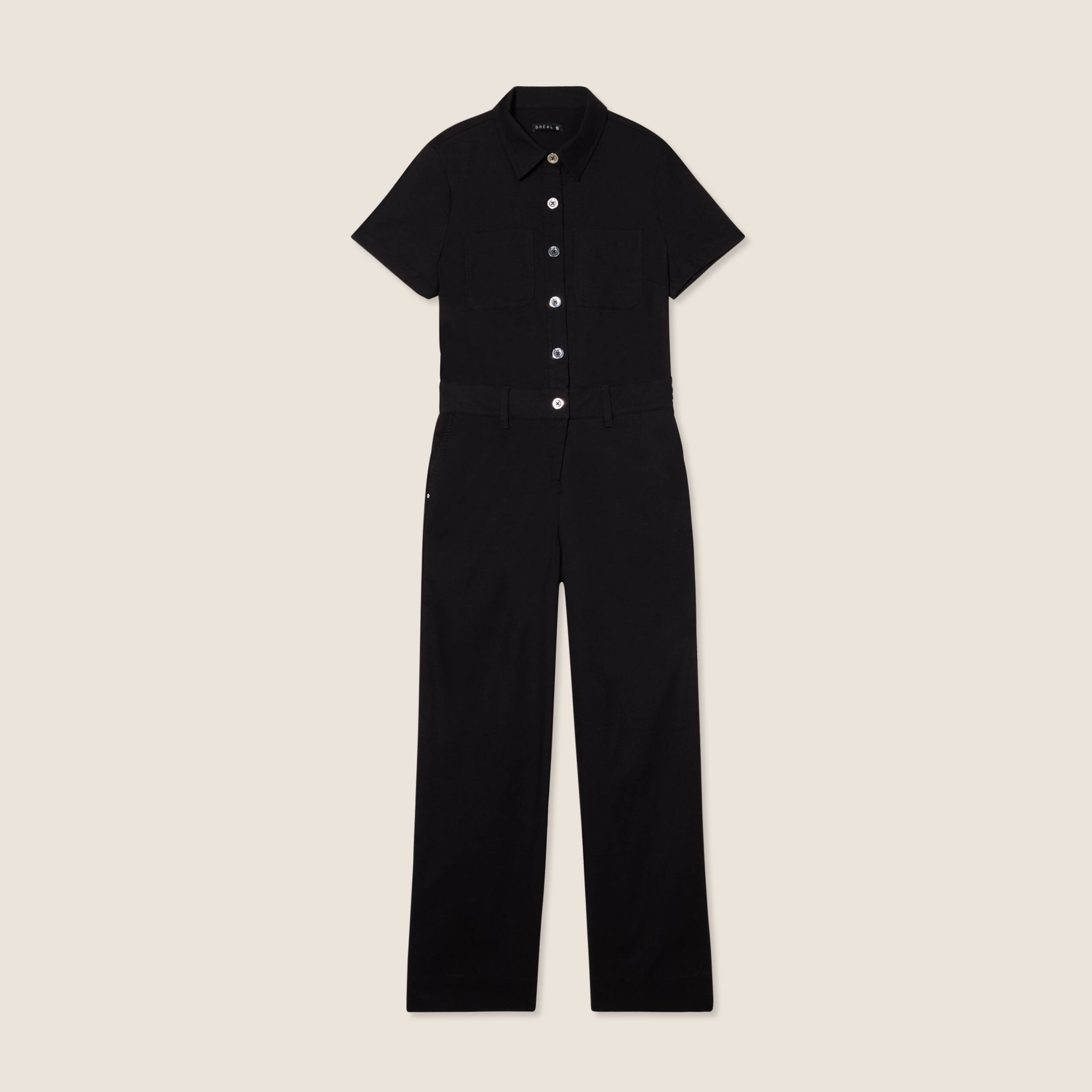 combinaison pantalon boutonnee noir femme Combinaison pantalon boutonnée noir femme