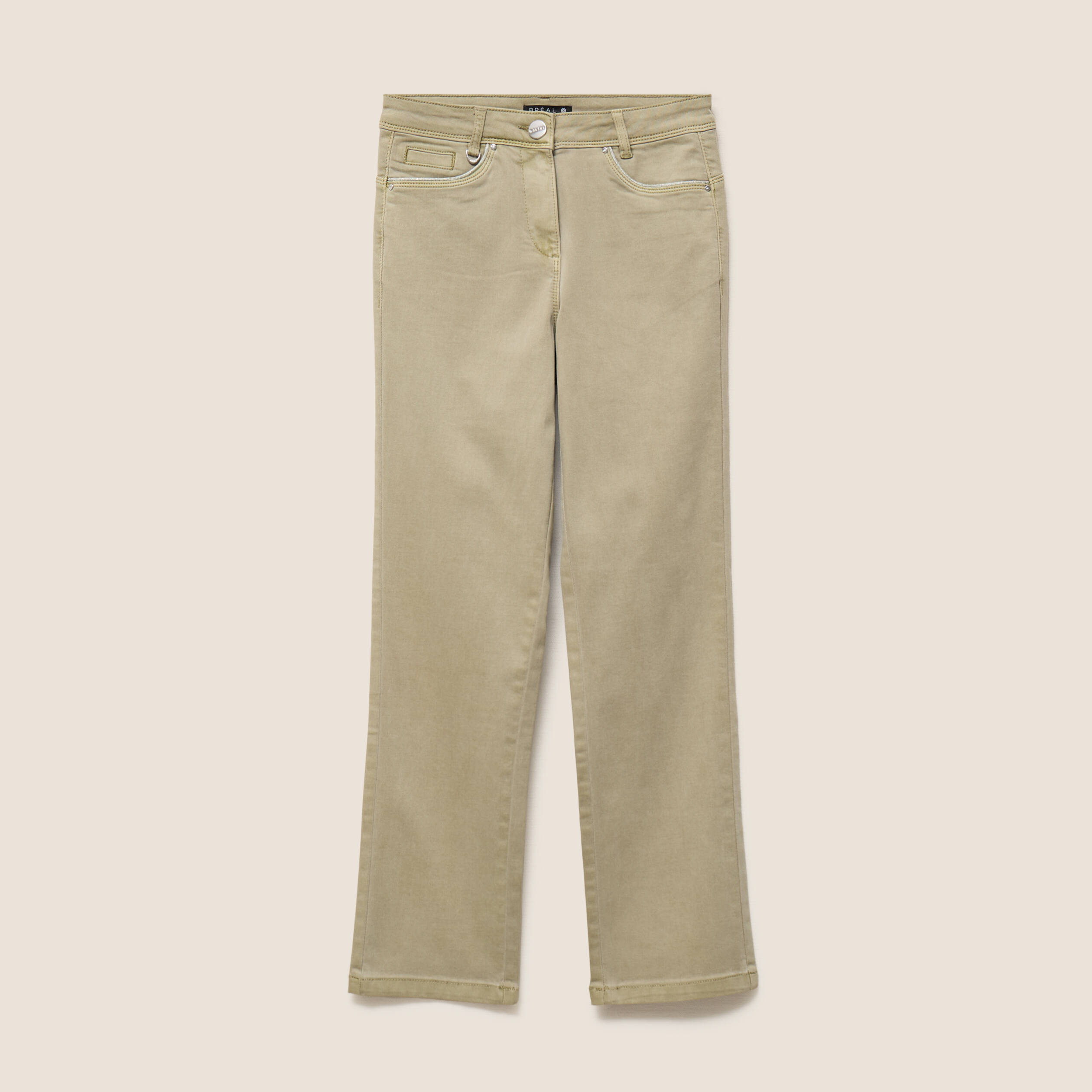 Jean coupe droite 7/8&egrave;me vert clair femme