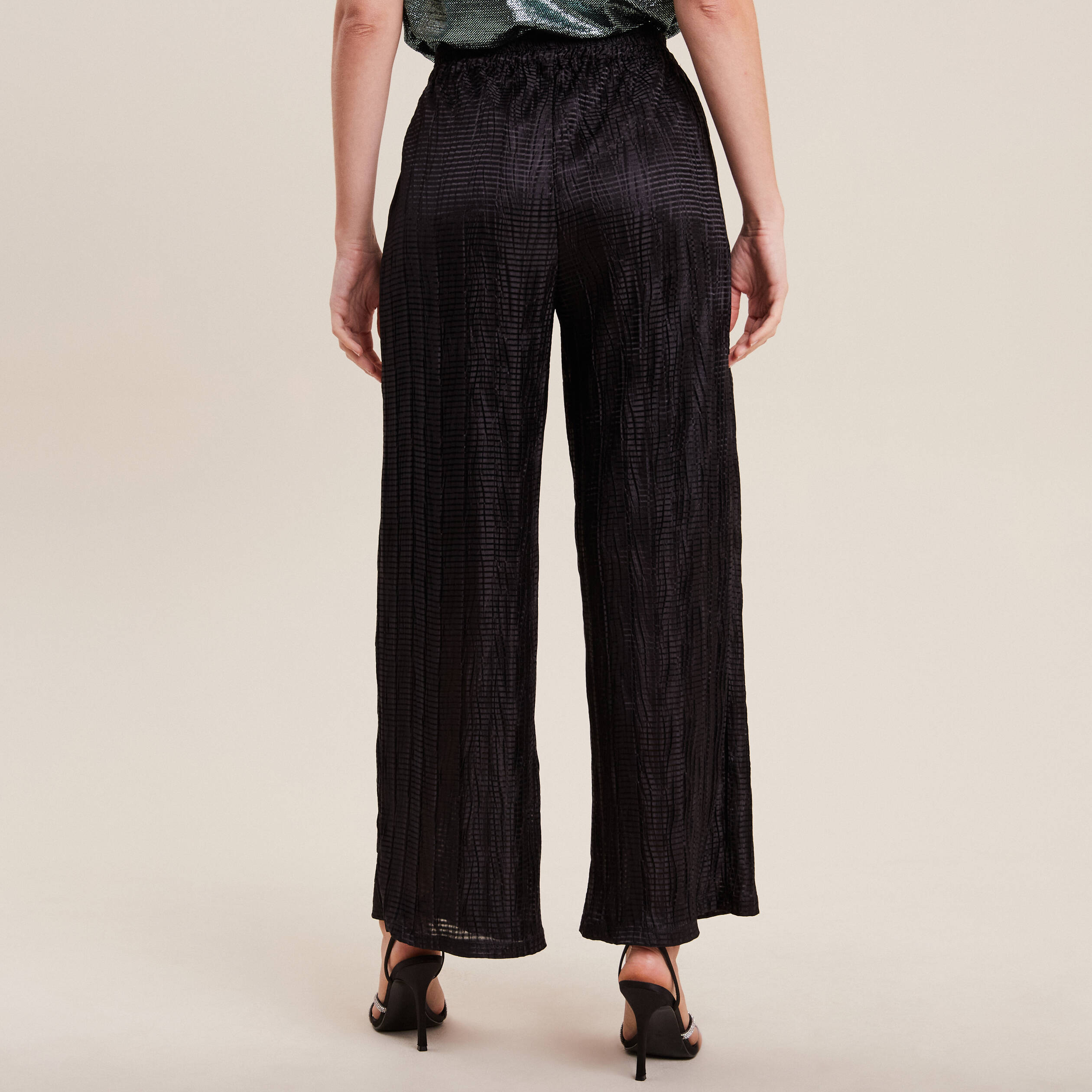 Pantalon large flou noir femme