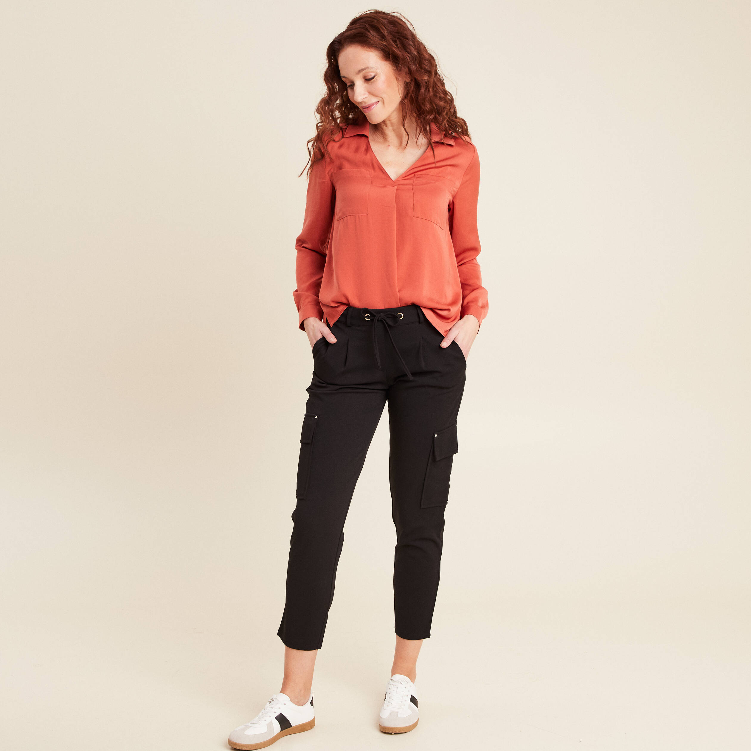 pantalon cargo flou noir femme Pantalon cargo flou noir femme